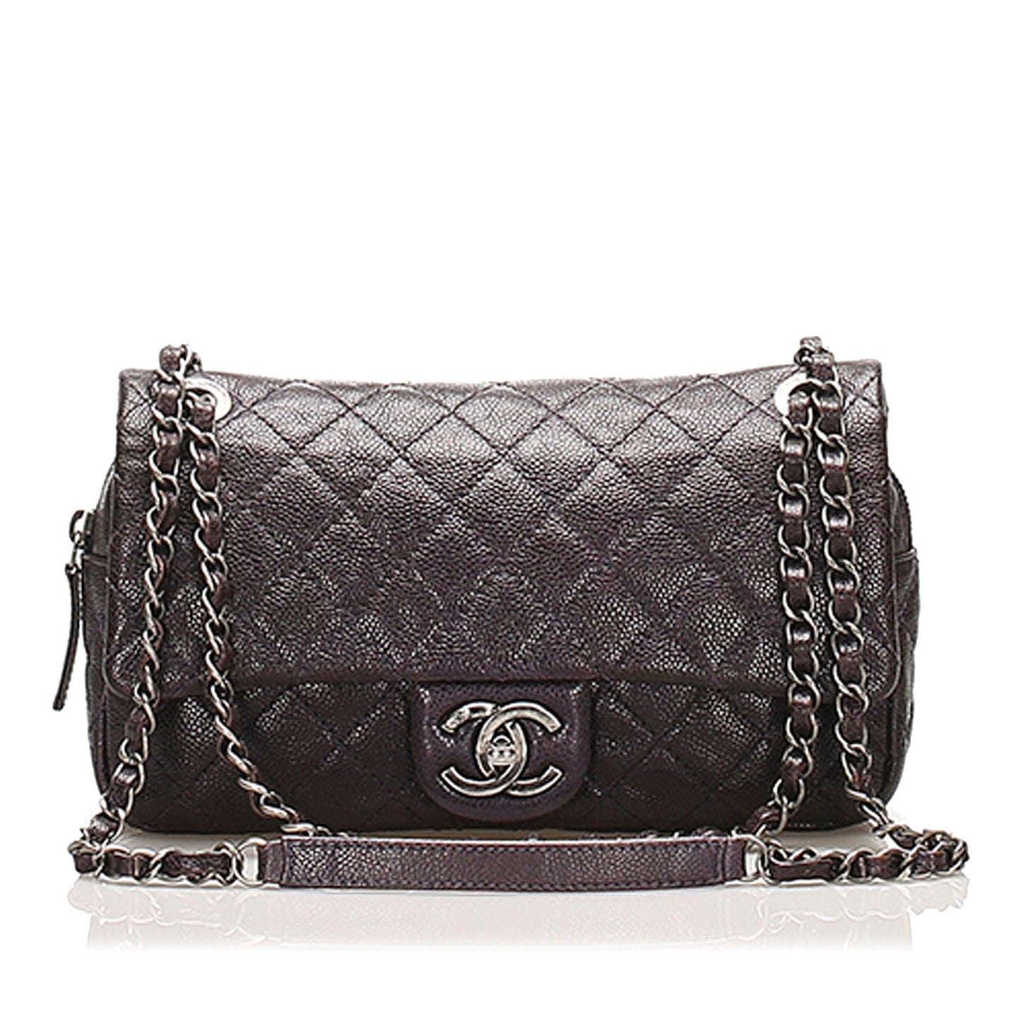 Chanel Classic Caviar Double Flap SHG Small Leather Shoulder Bag