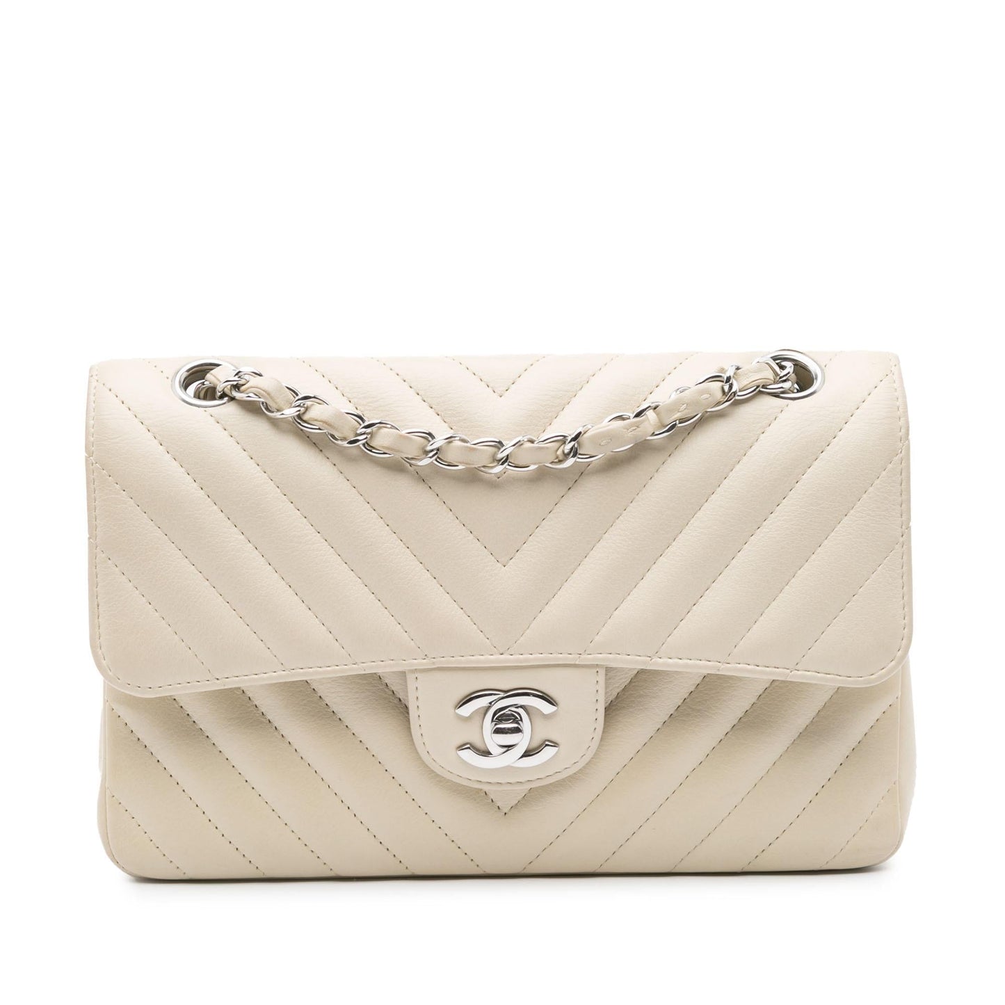 Chanel Classic Chevron Lambskin Double Flap Small Handbag Flap 2
