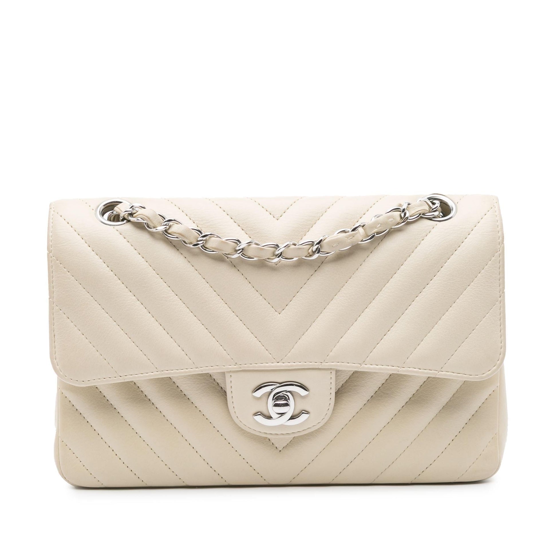 Chanel Classic Chevron Lambskin Double Flap Small Handbag Flap 2