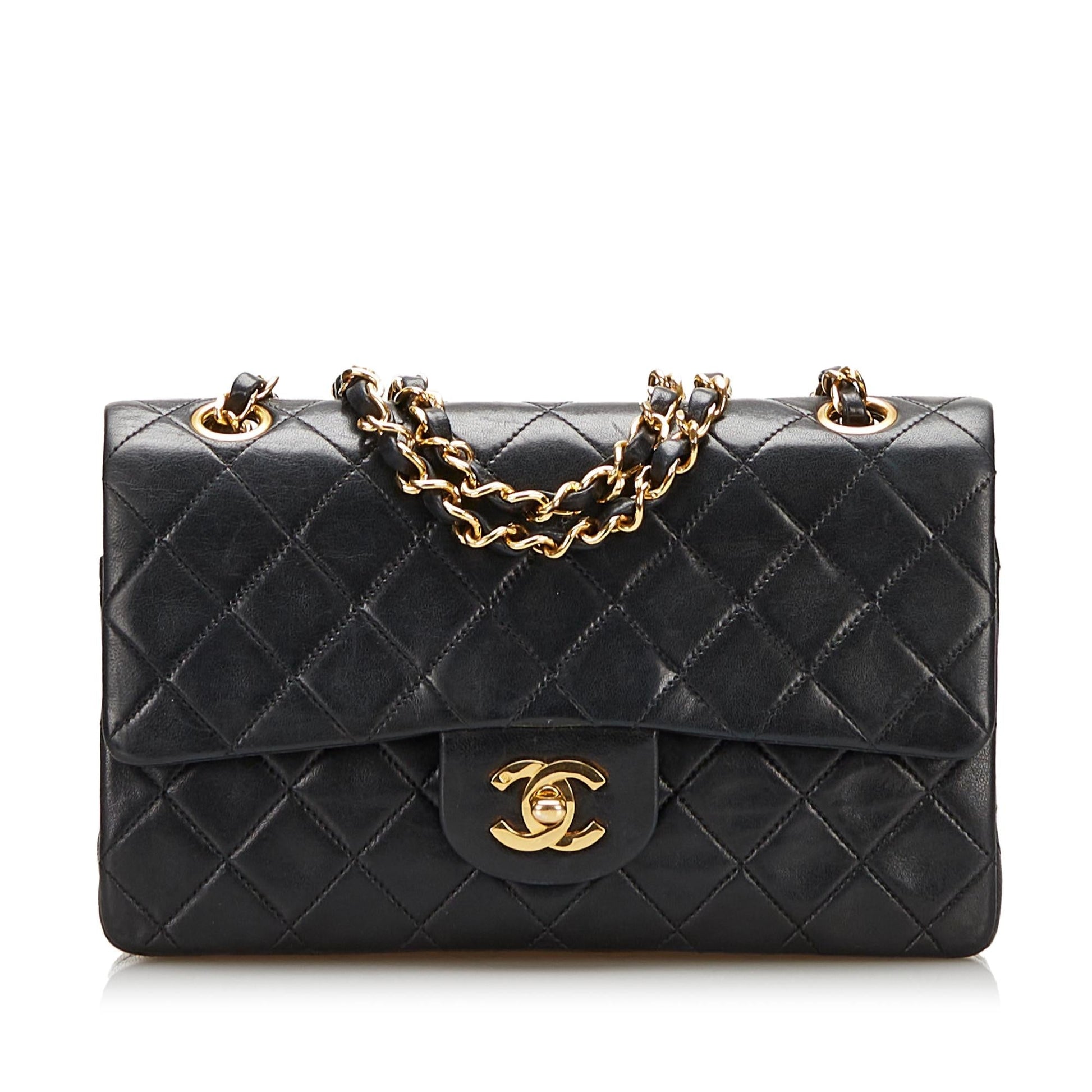 Chanel Classic Lambskin Double Flap SHG Small Handbag Flap Shg