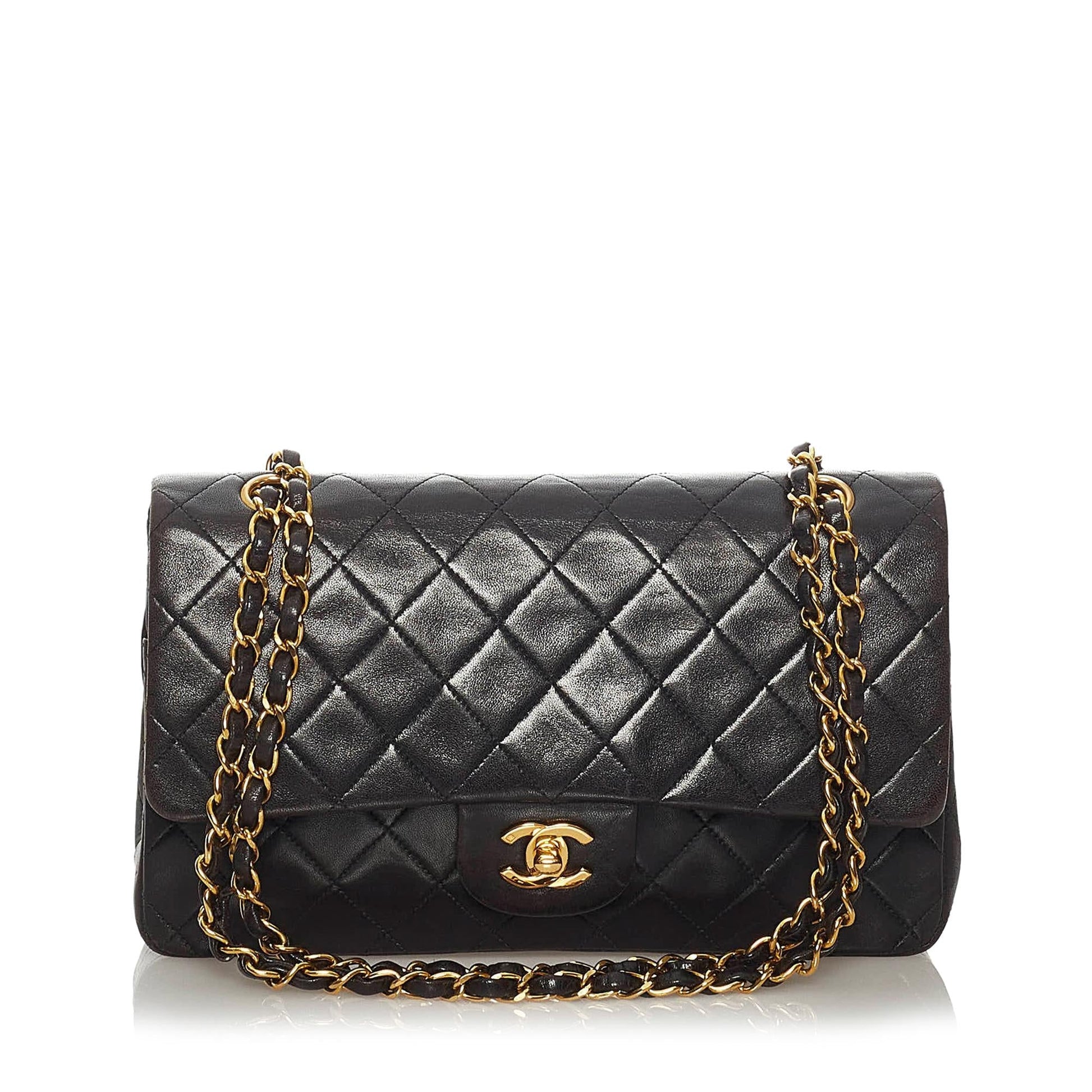 Chanel Classic Lambskin Double Flap SHG Small Leather Shoulder Bag Bag Shg