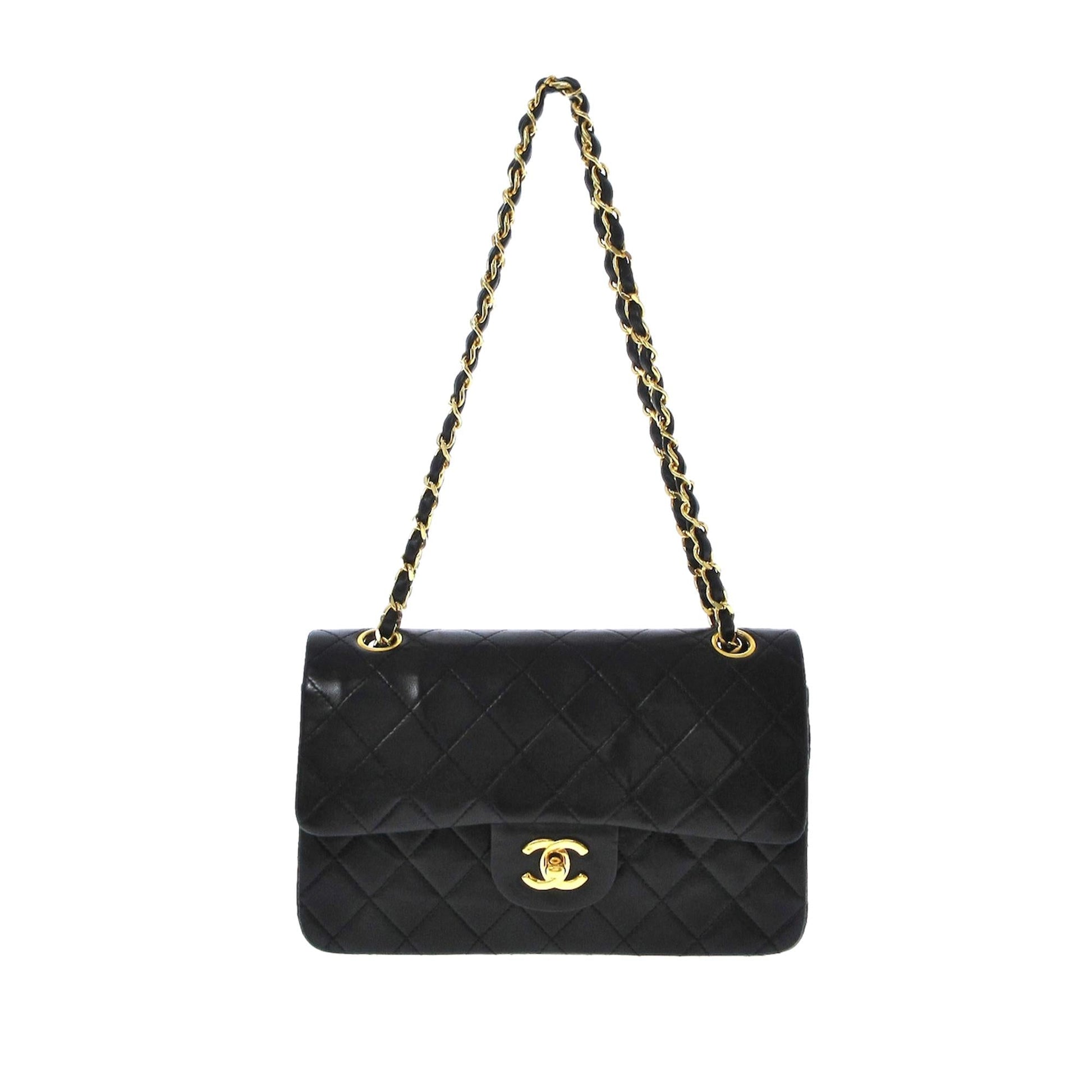 Chanel Classic Lambskin Double Flap SHG Small Leather Shoulder Bag 7