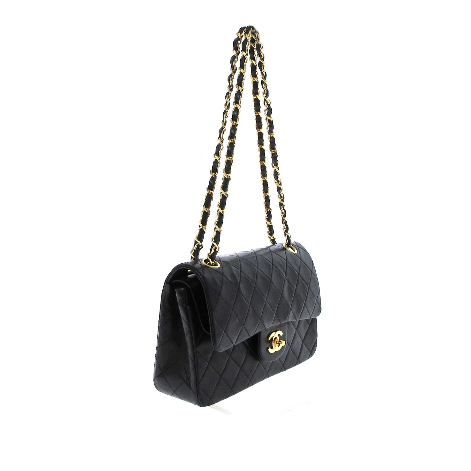 Chanel Classic Lambskin Double Flap SHG Small Leather Shoulder Bag 7