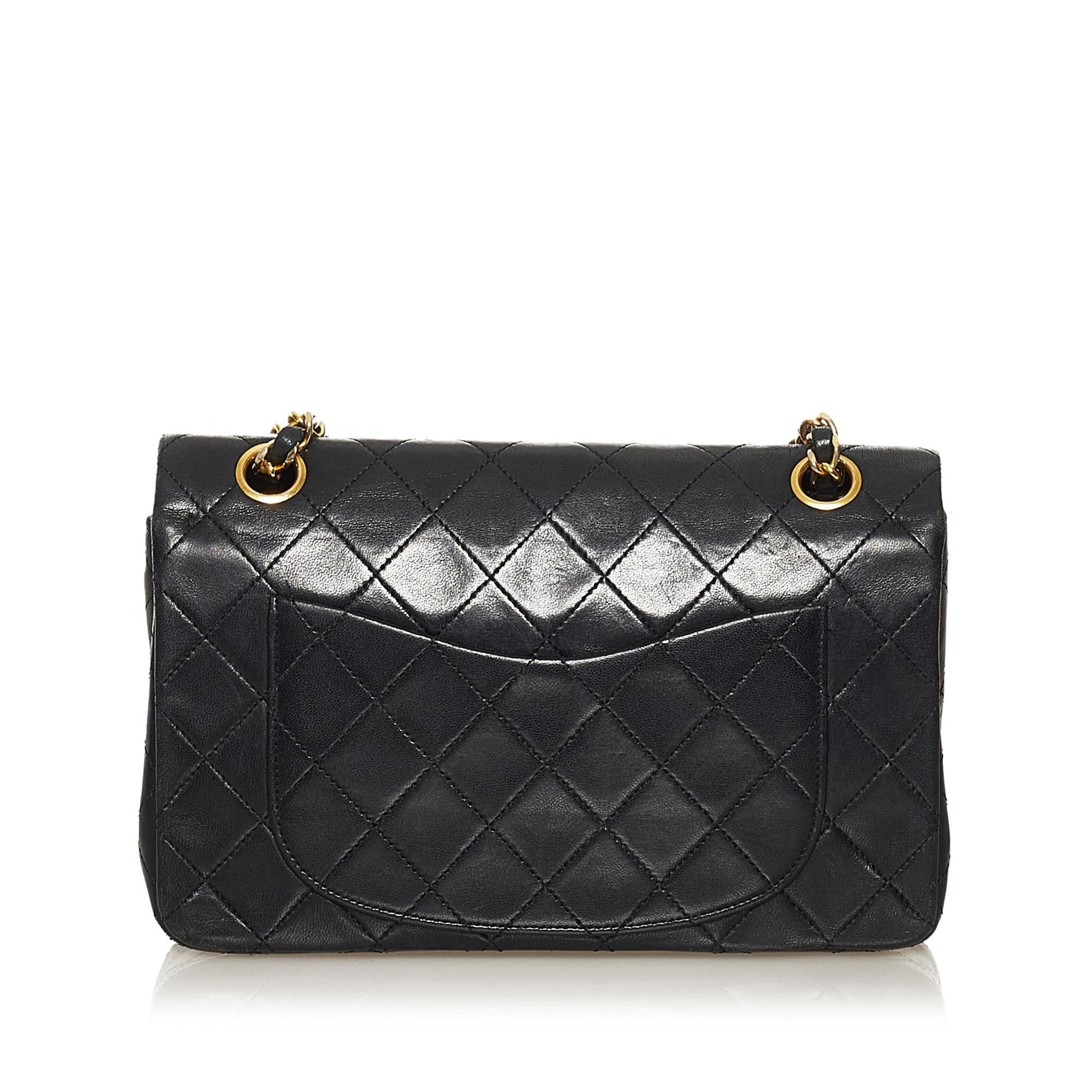 Chanel Classic Lambskin Double Flap SHG Small Leather Shoulder Bag 11