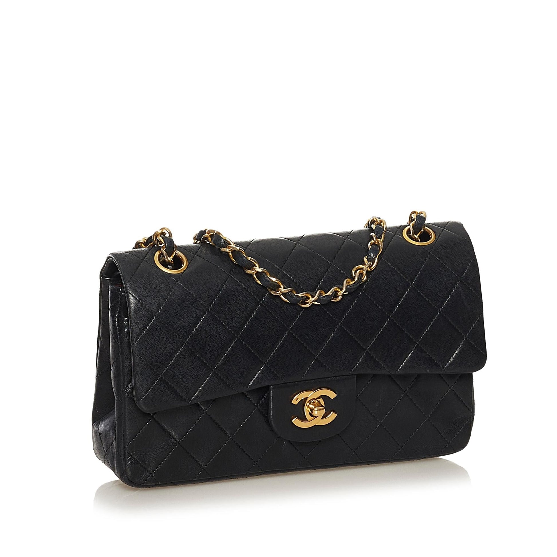Chanel Classic Lambskin Double Flap SHG Small Leather Shoulder Bag 11