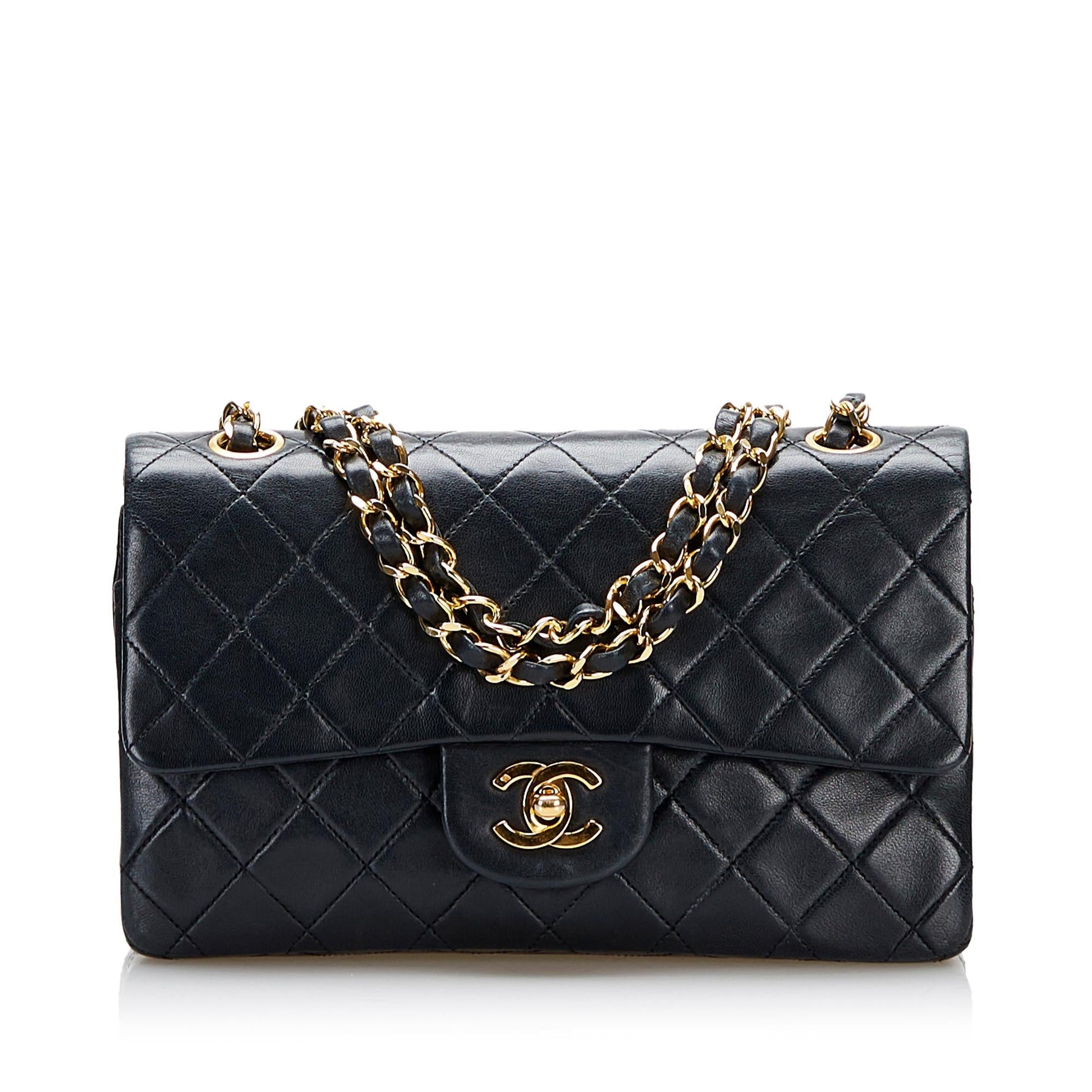 Chanel Classic Lambskin Double Flap SHG Small Leather Shoulder Bag 13