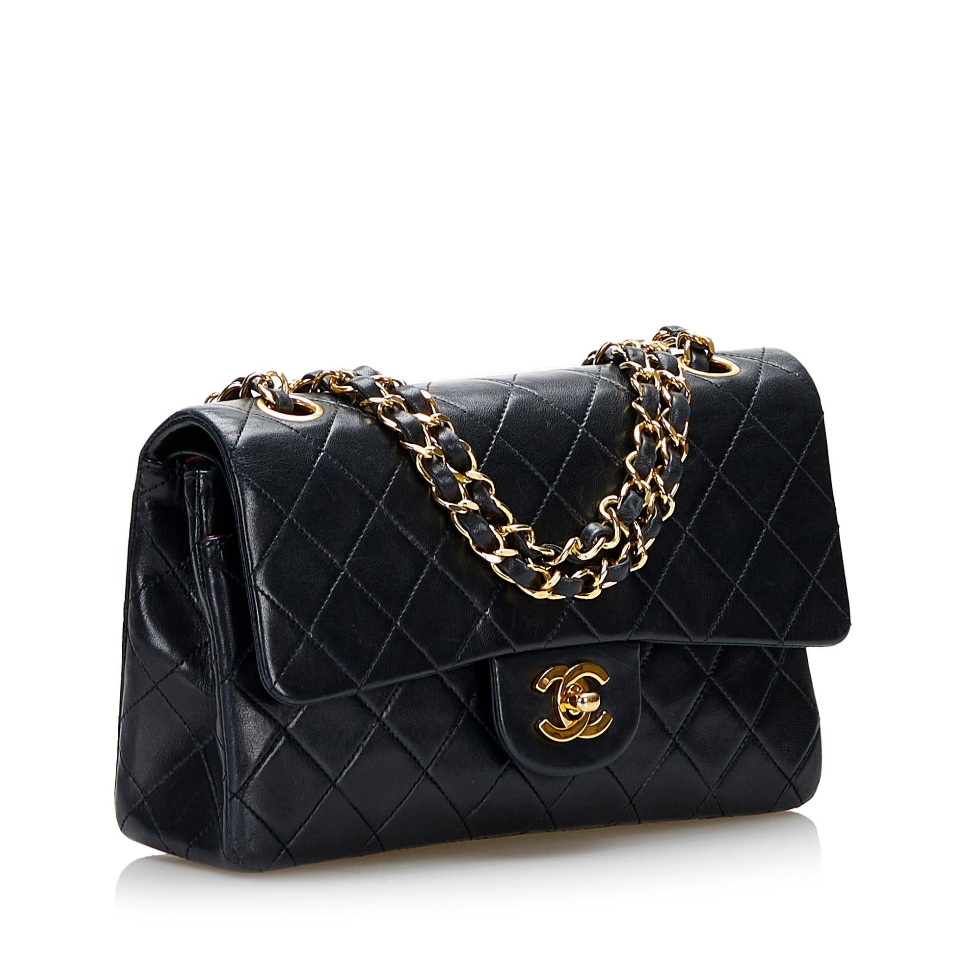 Chanel Classic Lambskin Double Flap SHG Small Leather Shoulder Bag 13