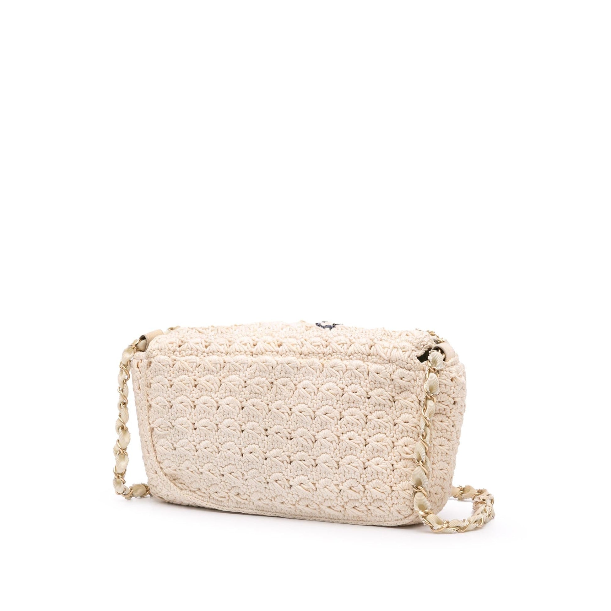Chanel Crochet Cotton Camellia Flap Small Handbag