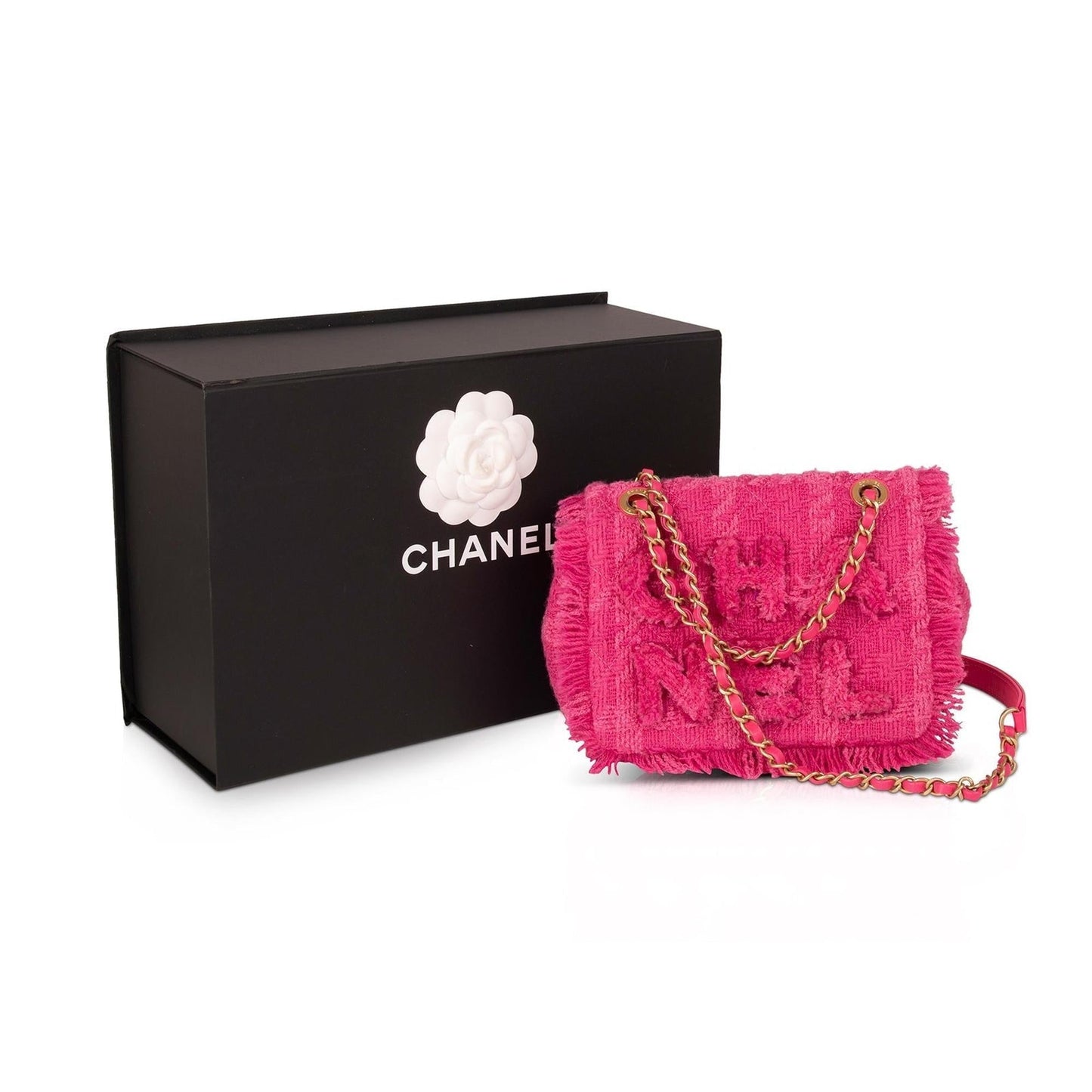 Chanel Giant Logo Tweed Flap Travel Bag