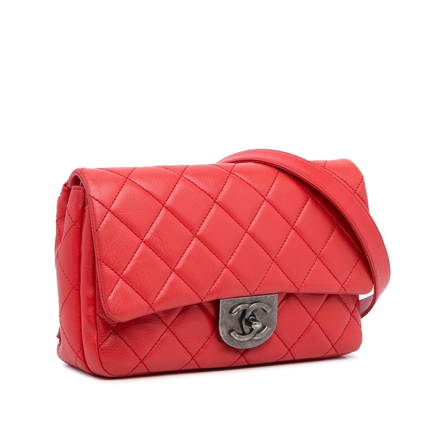 Chanel Small Goatskin Double Carry Waist Chain Flap Bag
