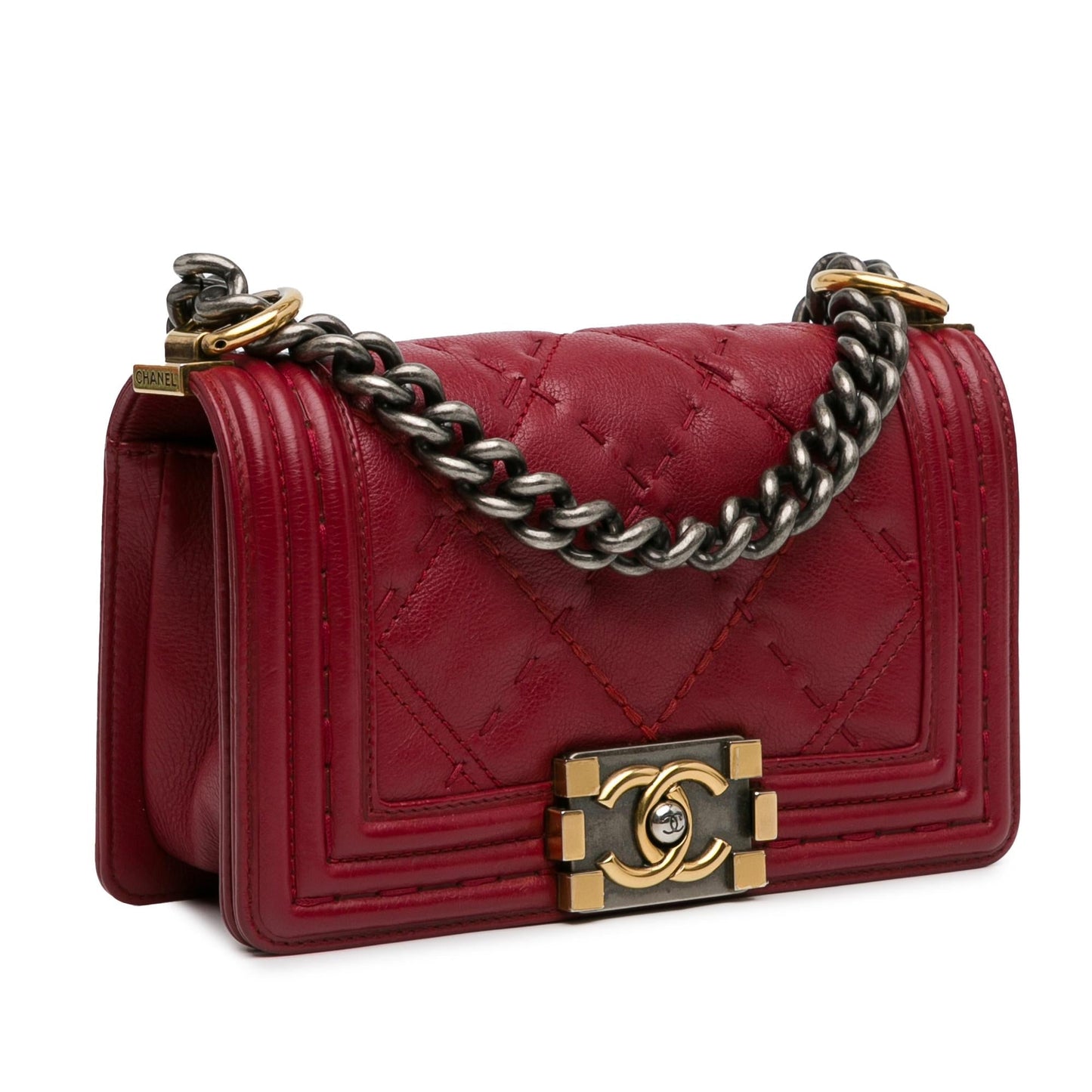 Chanel Small Grained Calfskin Boy Double Stitch Flap (shg 5SJFKX) Handbag