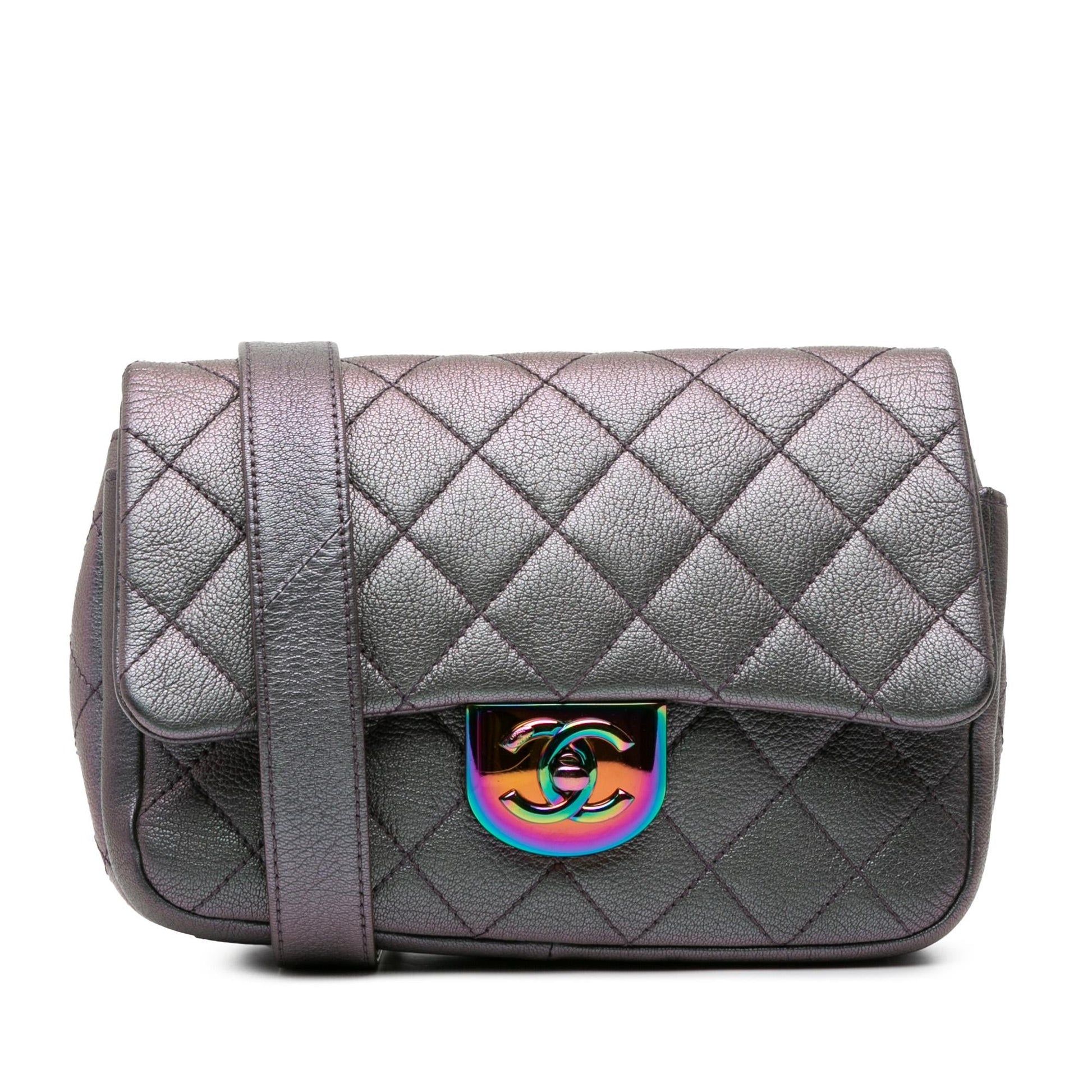 Chanel Iridescent Goatskin Double Carry Waist Flap Small Handbag Chain Flap