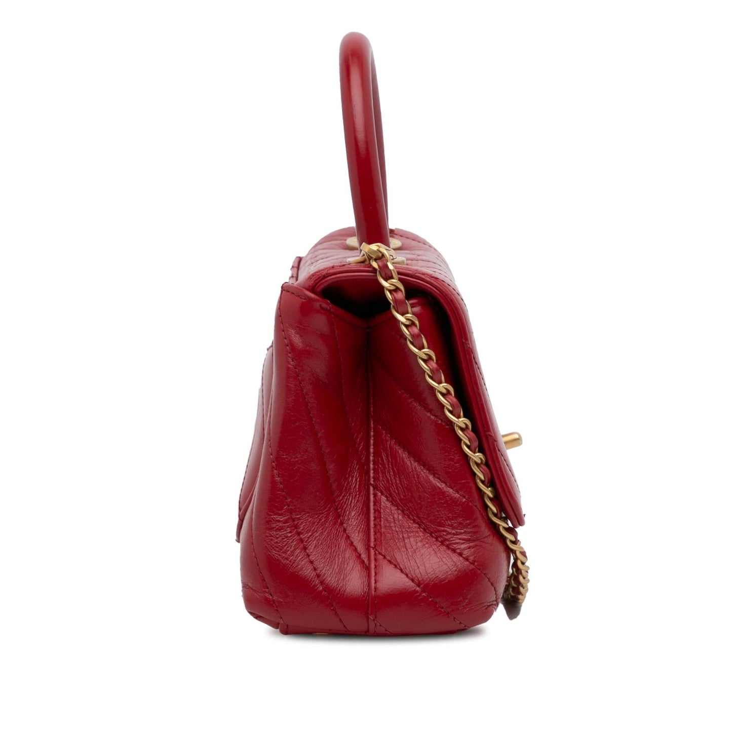 Chanel Lambskin Chevron Coco Top Handle Small Handbag Bag 1