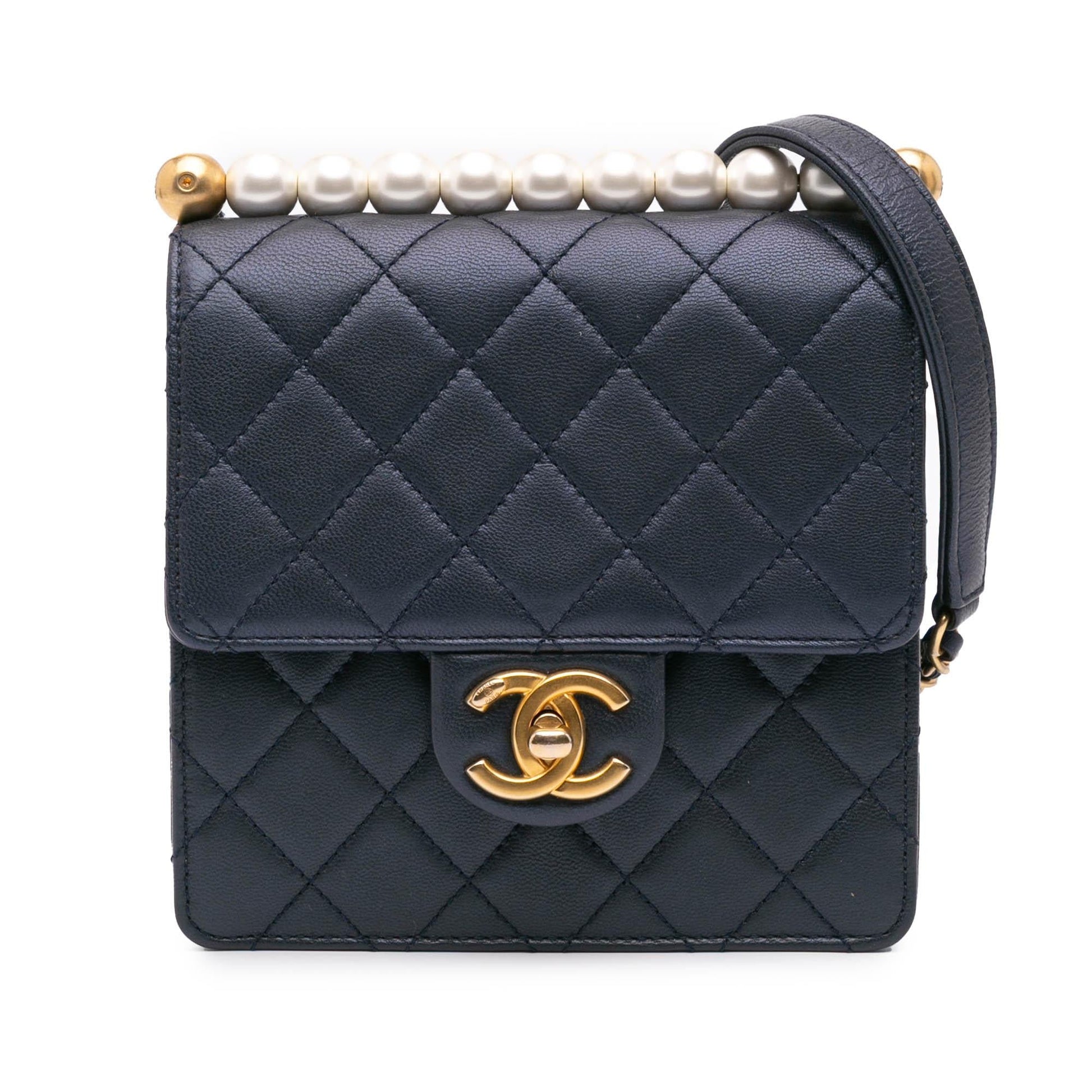 Chanel Lambskin Chic Pearls Flap Small Handbag Pearls Flap