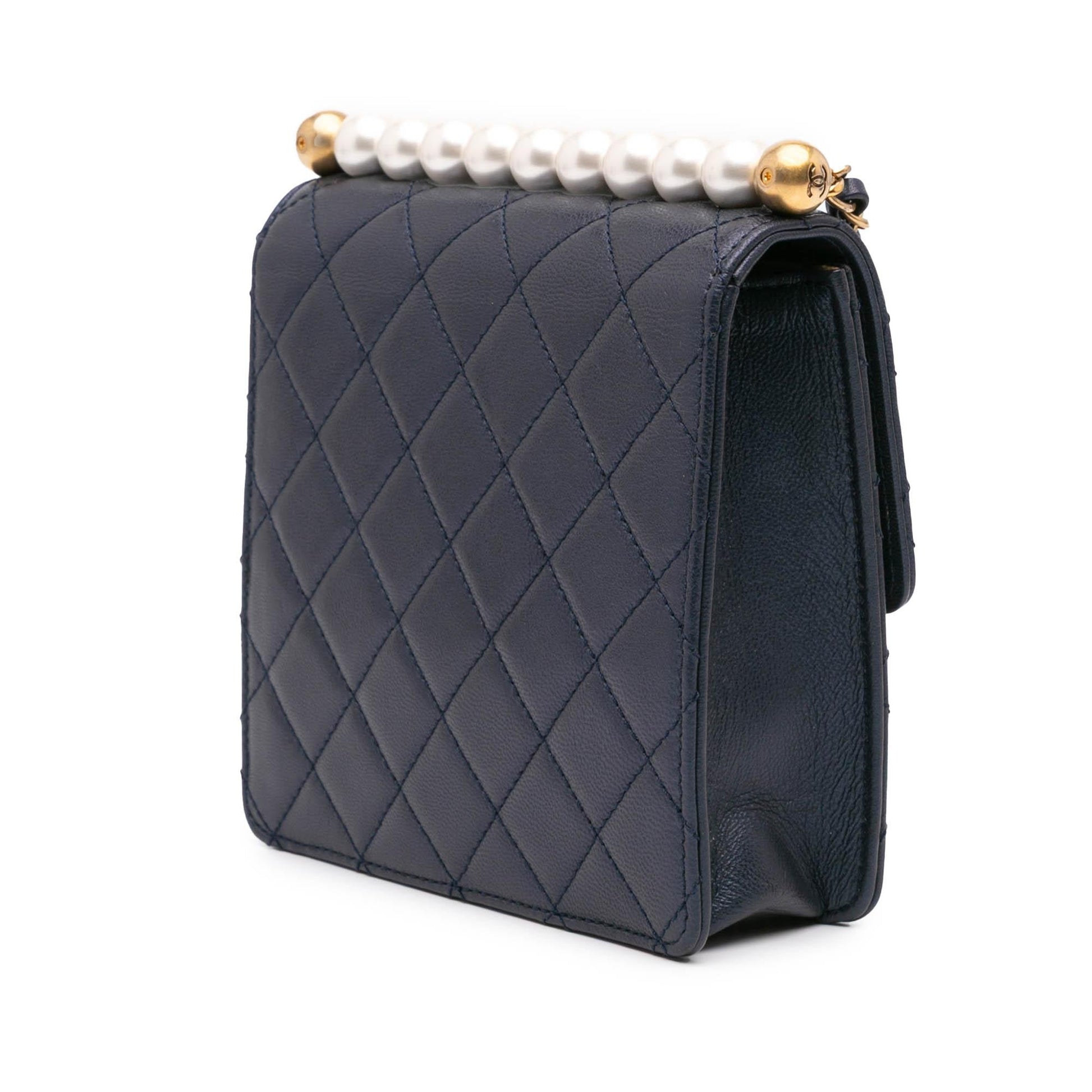 Chanel Lambskin Chic Pearls Flap Small Handbag Pearls Flap