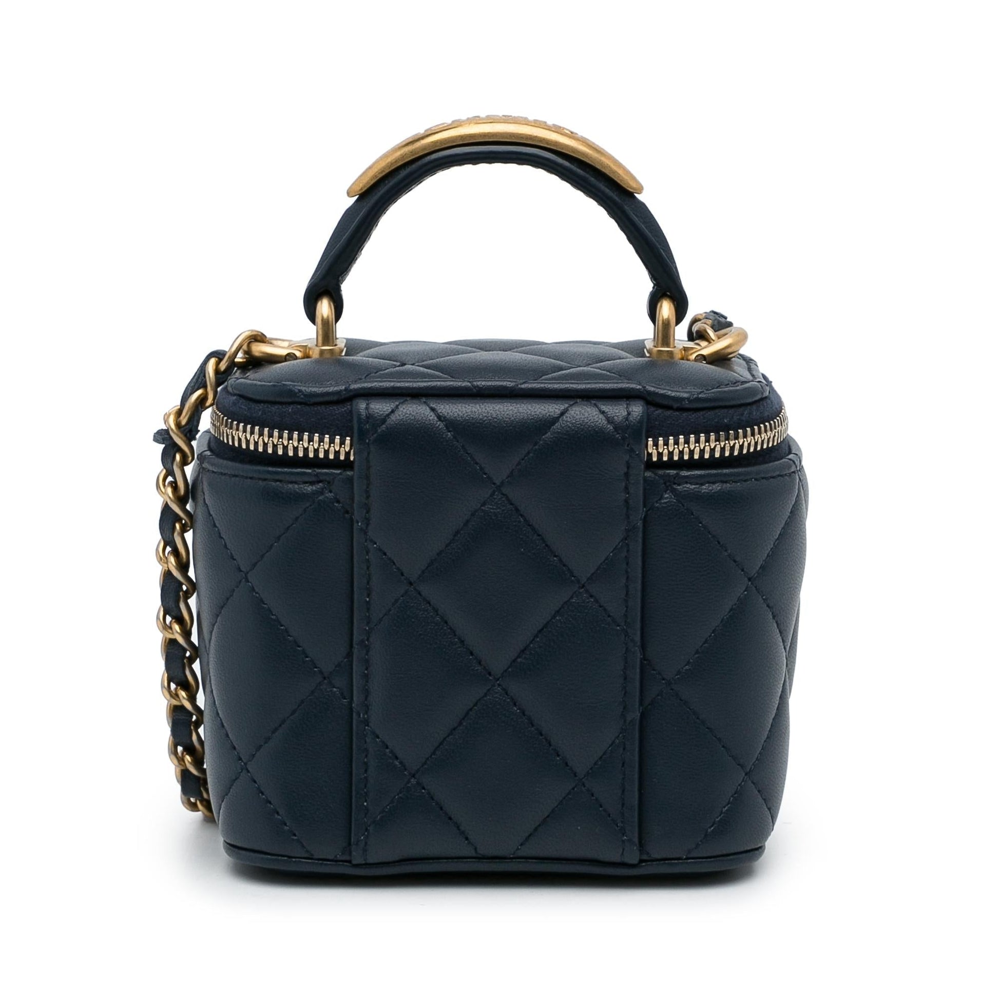 Chanel Lambskin Top Handle Vanity Small Handbag Bag 1