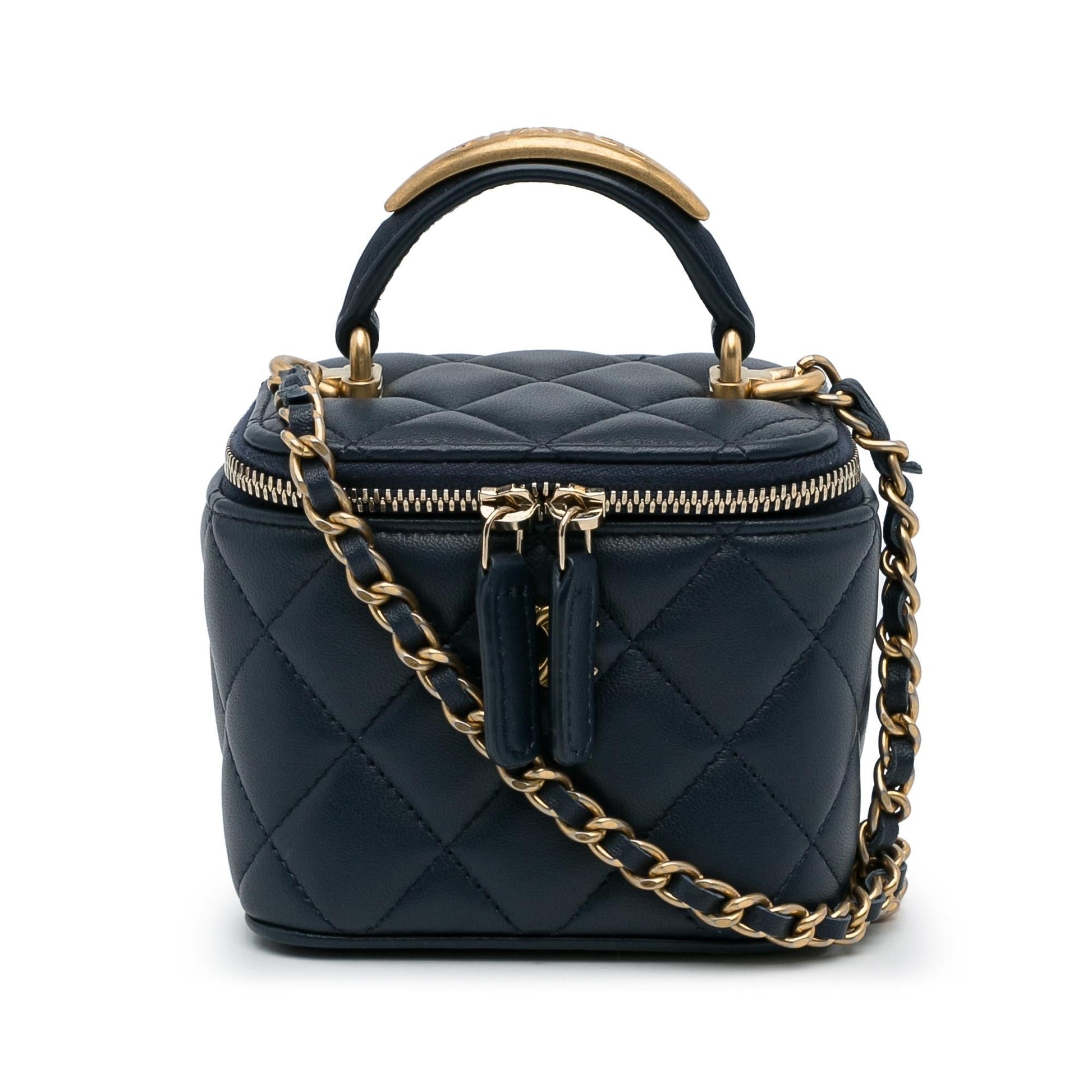 Chanel Lambskin Top Handle Vanity Small Handbag Bag 1