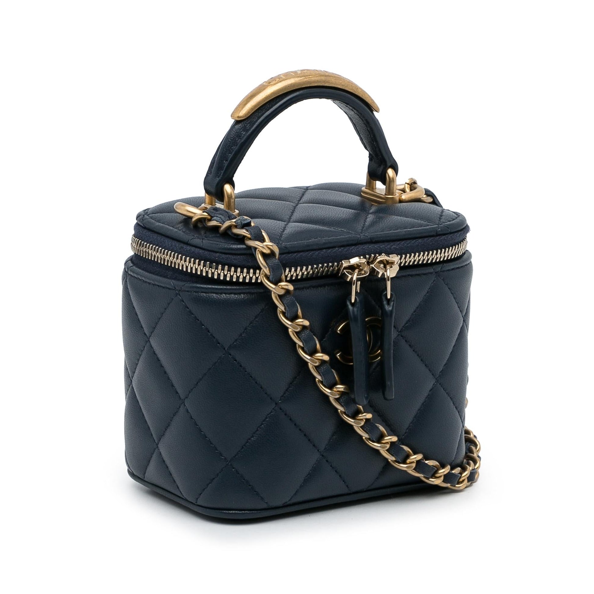 Chanel Lambskin Top Handle Vanity Small Handbag Bag 1