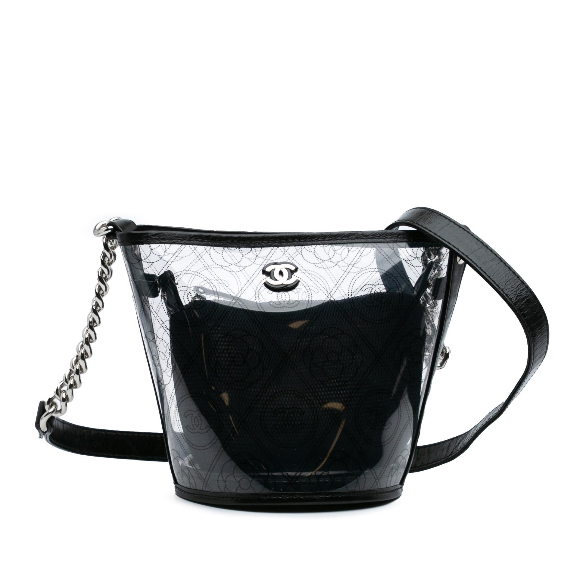 Chanel PVC Crumpled Calfskin Camellia Coco Bucket Small Bucket Bag