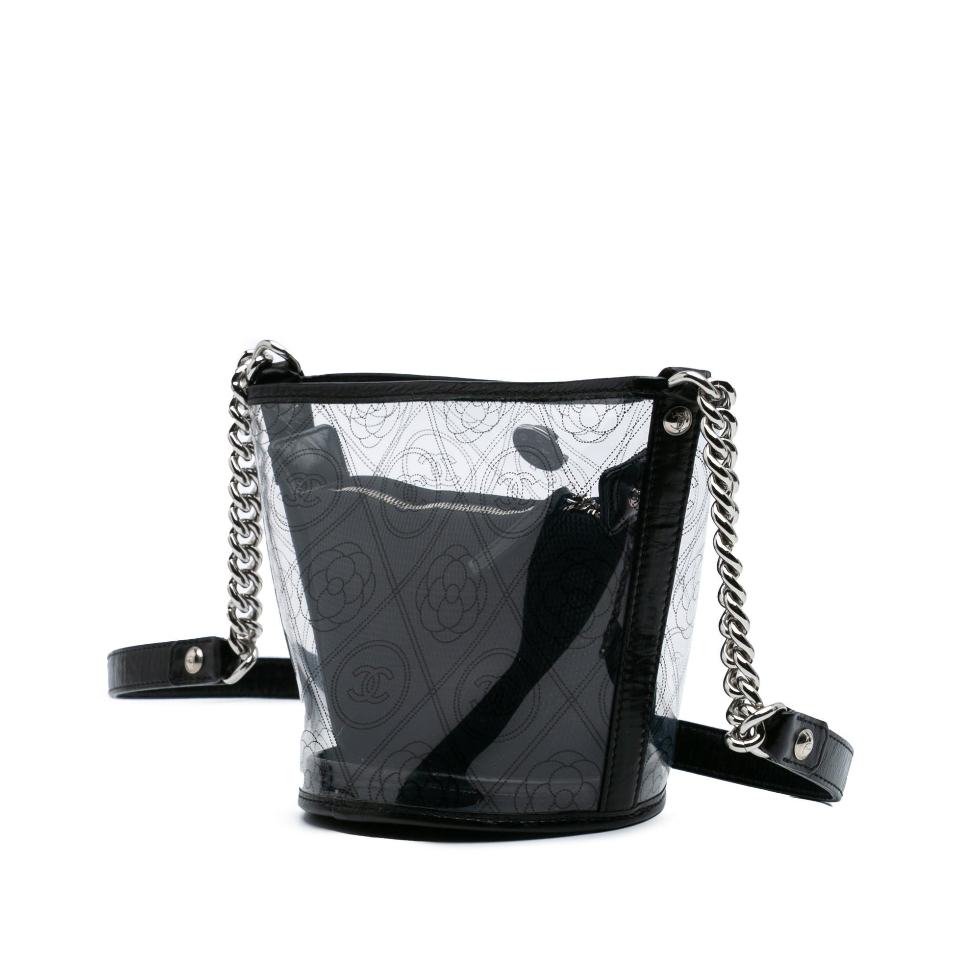 Chanel PVC Crumpled Calfskin Camellia Coco Bucket Small Bucket Bag