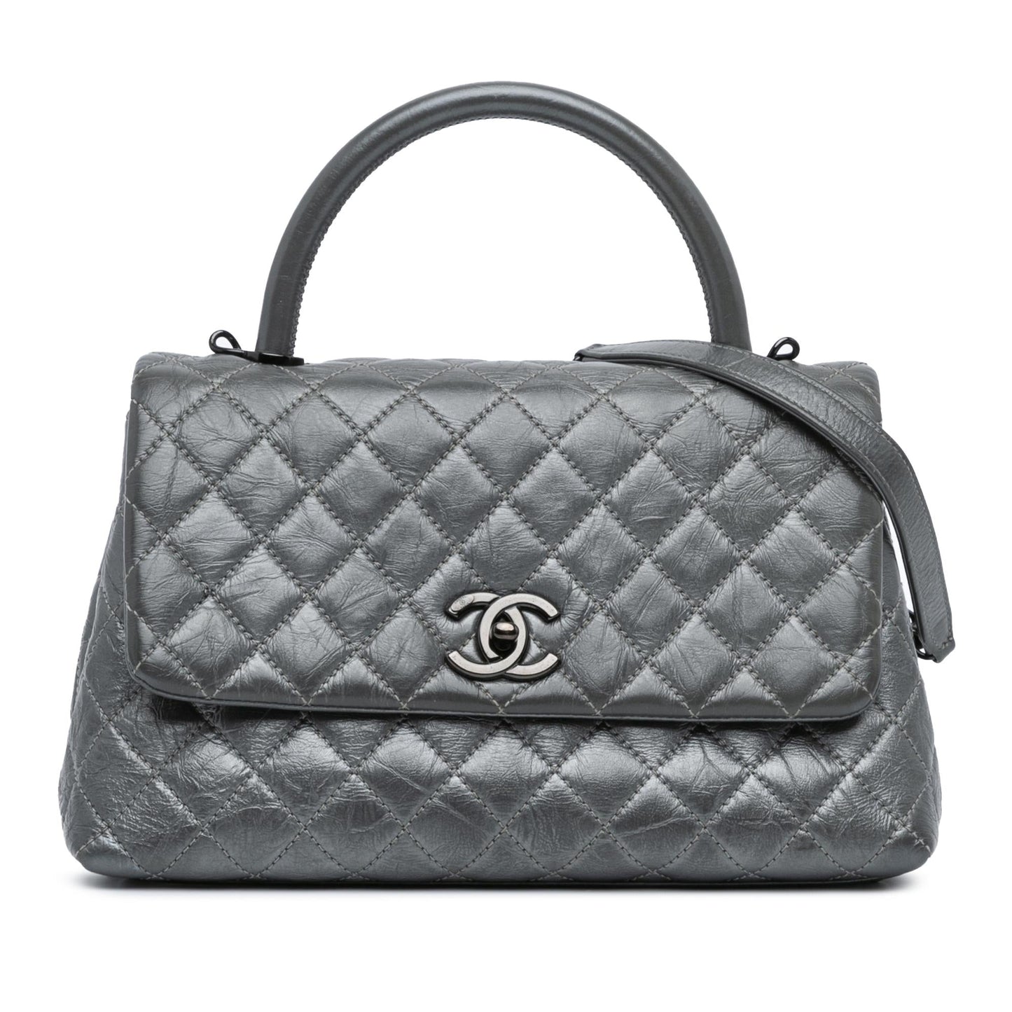Chanel Quilted Aged Calfskin Coco Top Handle Small Handbag