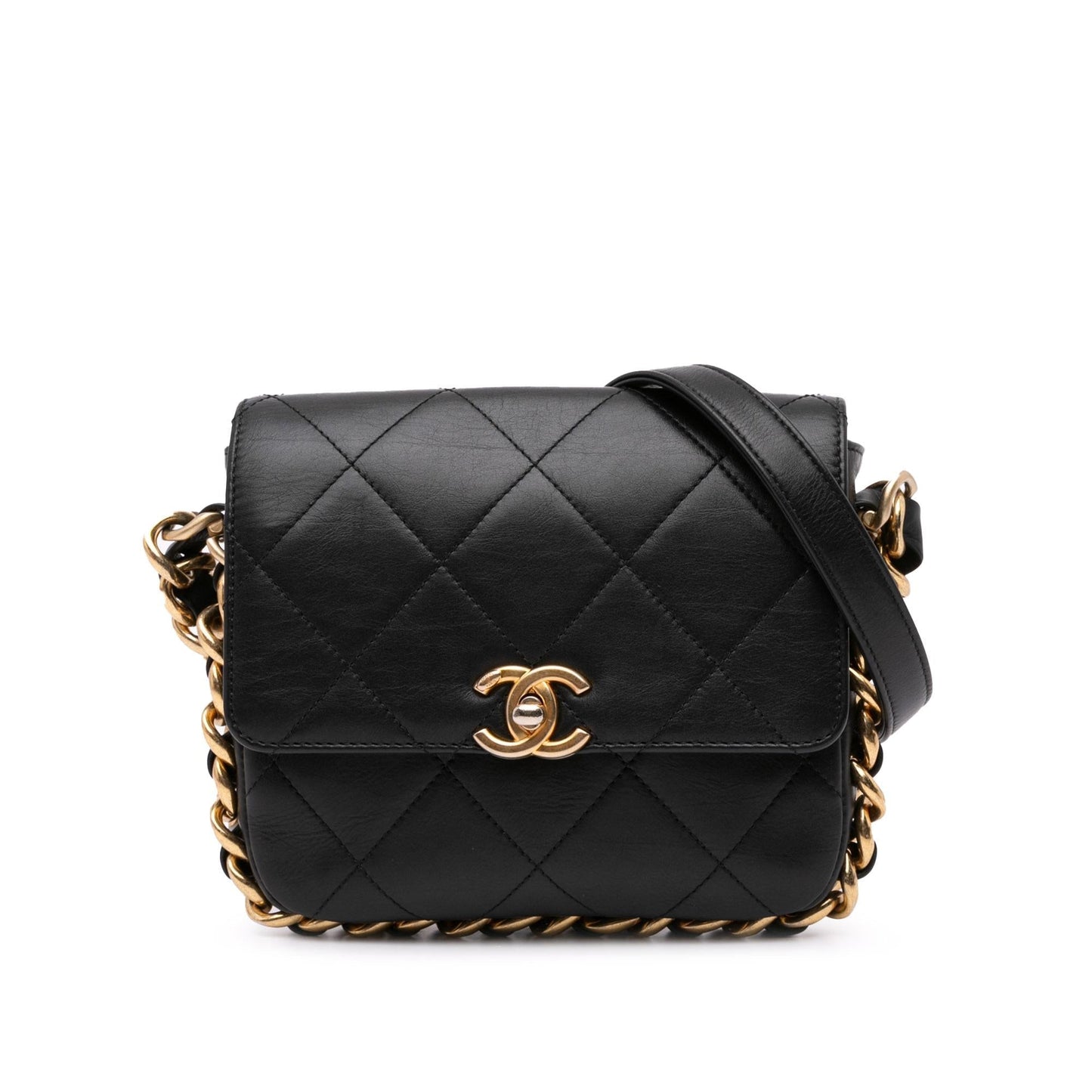 Chanel Small Quilted Calfskin Framing Chain Flap (Shg-Kept2J) Bag
