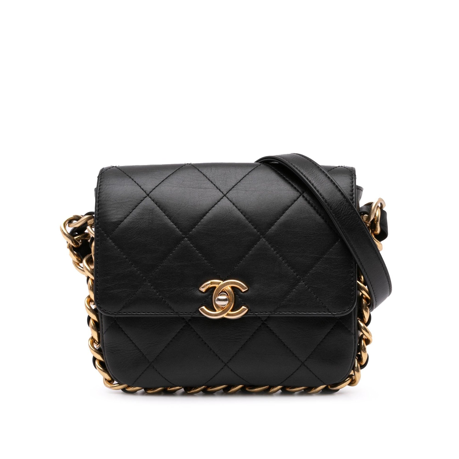 Chanel Small Quilted Calfskin Framing Chain Flap (Shg-Kept2J) Bag