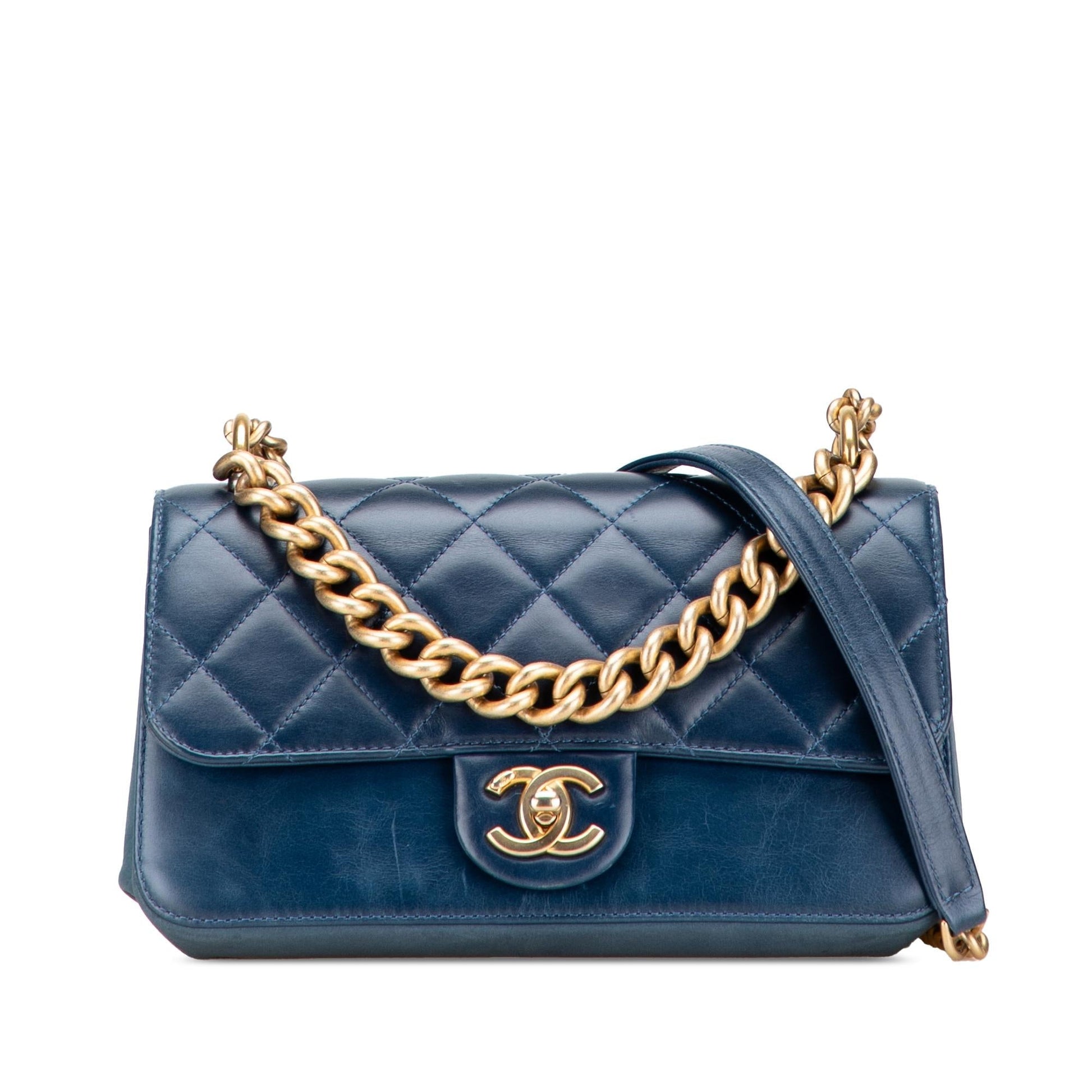 Chanel Quilted Calfskin Straight Lined Flap Small Handbag