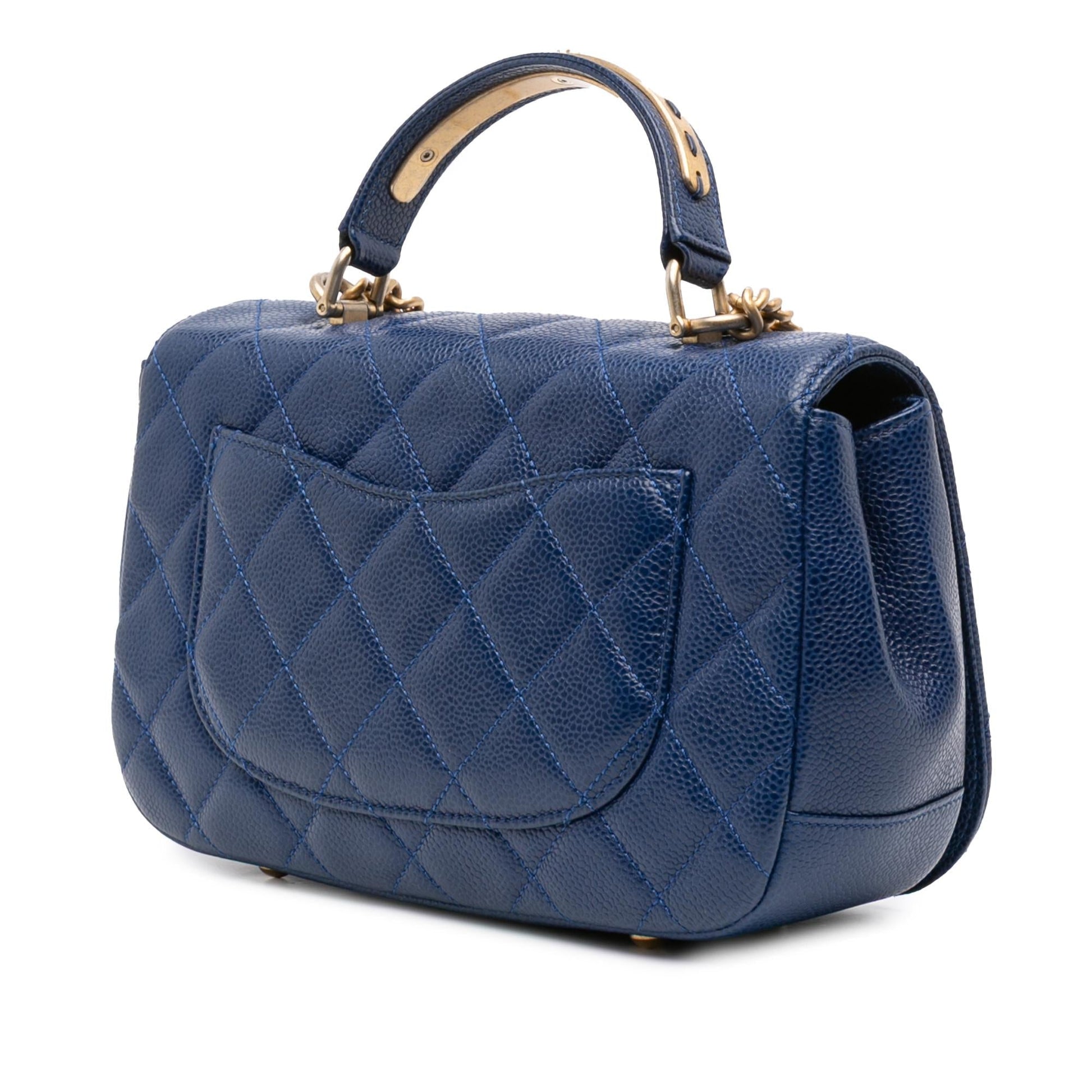 Chanel Quilted Caviar Carry Around Flap Small Handbag