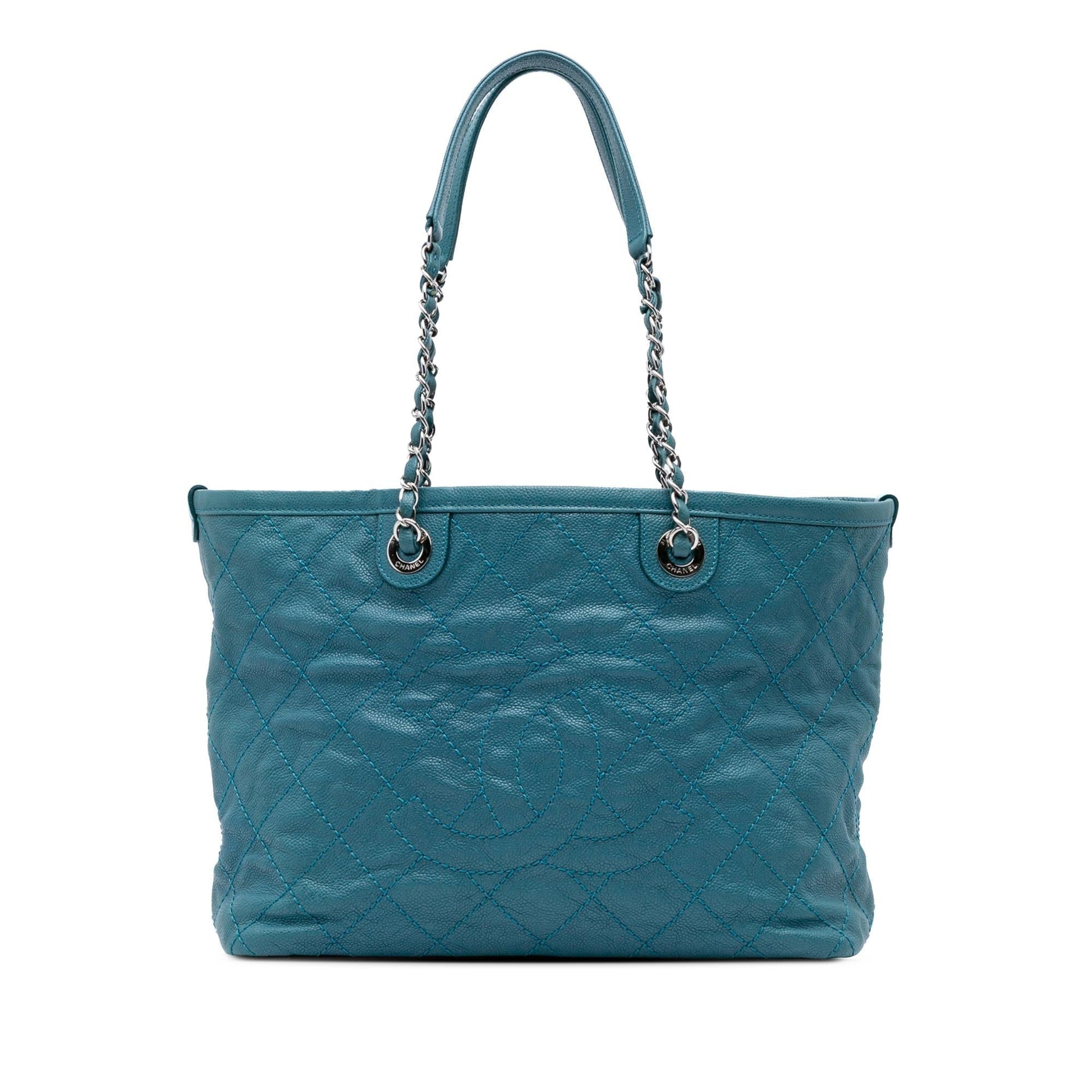 Chanel Quilted Caviar Daily Shopping Small Tote Bag