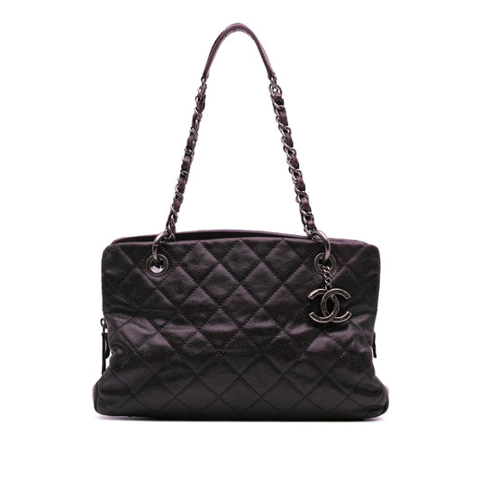Chanel Quilted Iridescent Caviar Chic Shopping Small Tote Bag