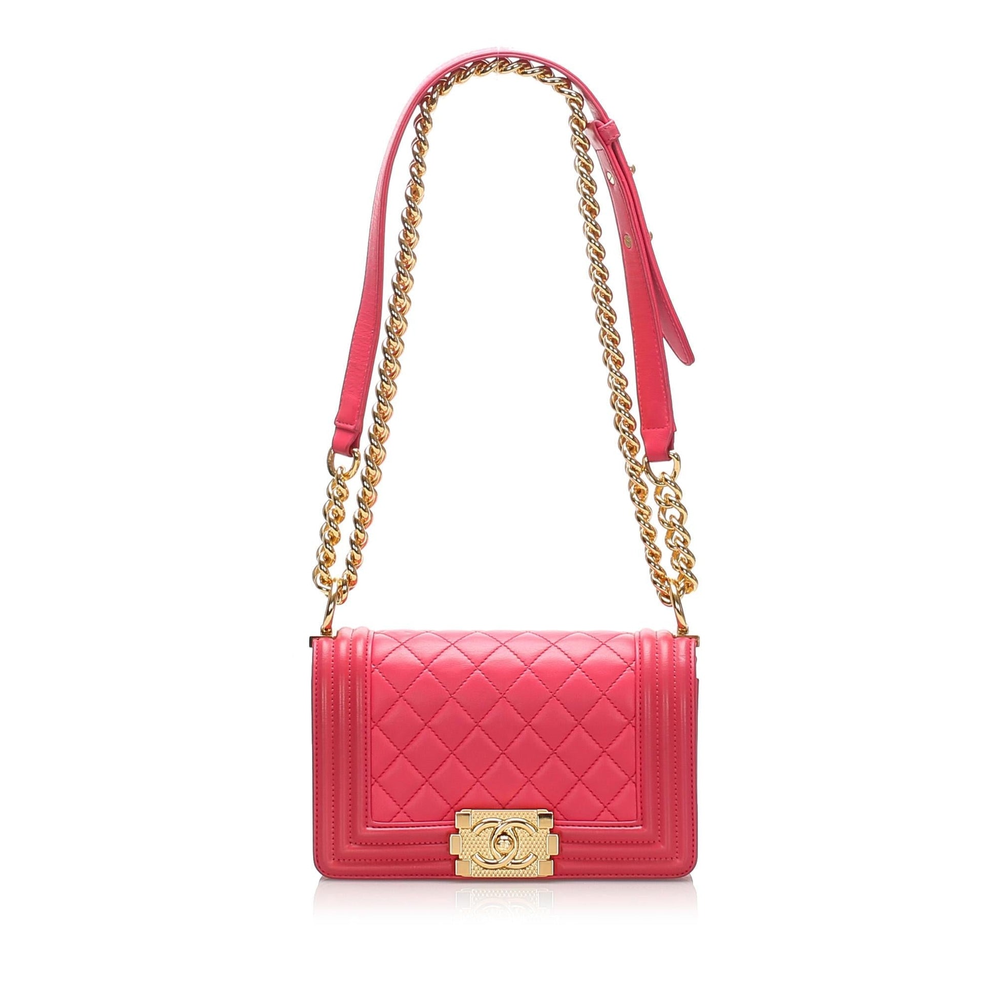 Chanel Quilted Lambskin Boy SHG-sr5fAL Small Handbag