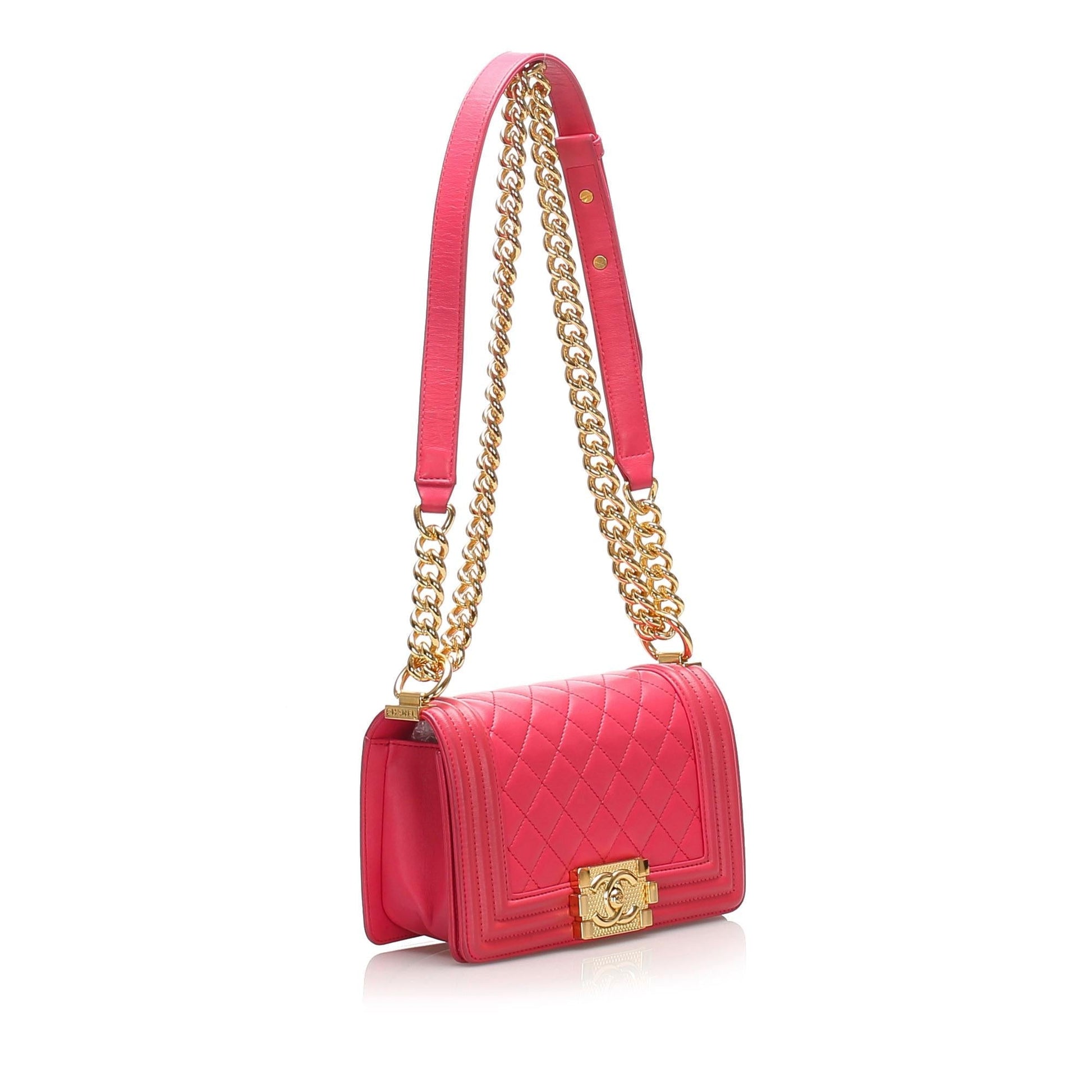 Chanel Quilted Lambskin Boy SHG-sr5fAL Small Handbag