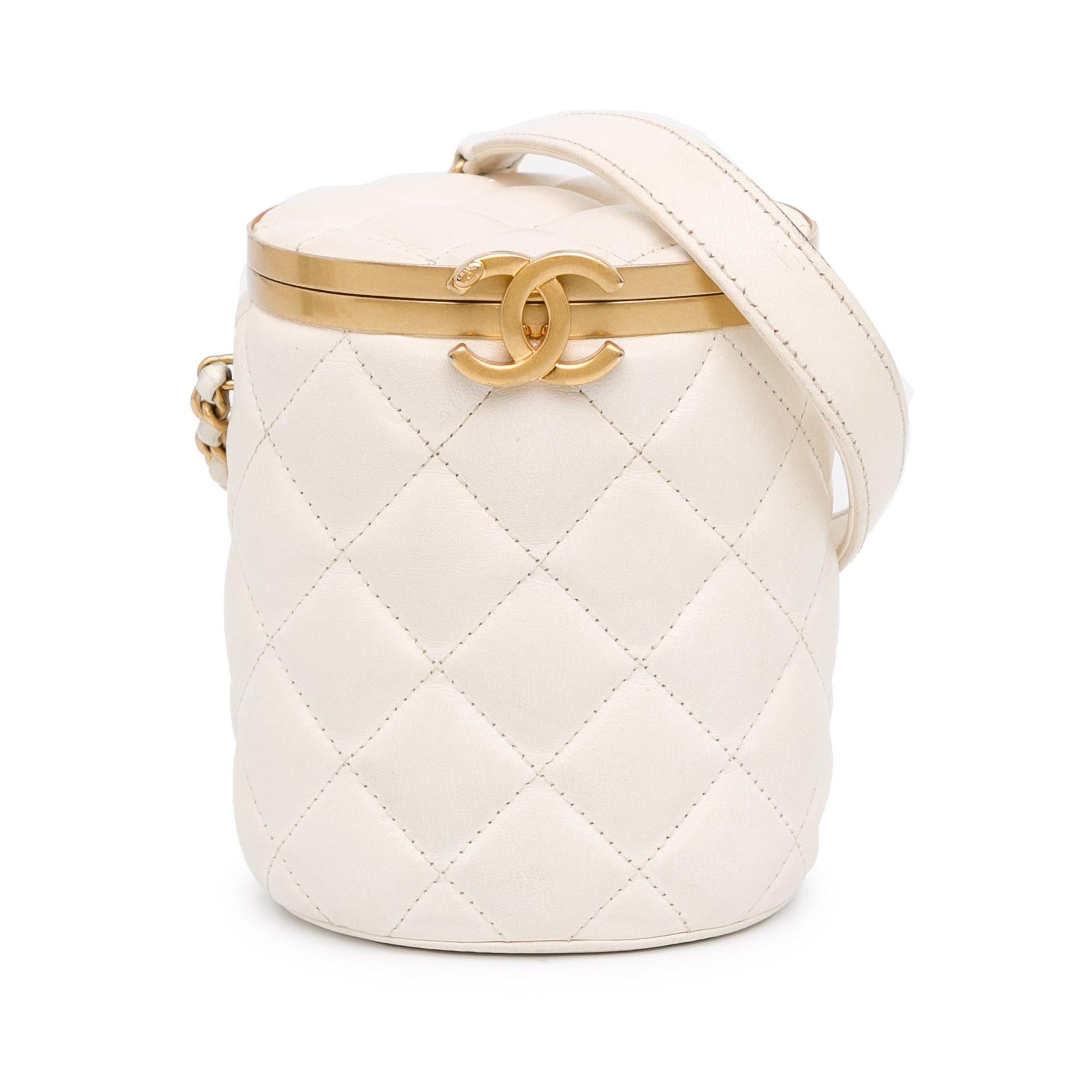 Chanel Quilted Lambskin Crown Box SHG-SRTV1w Small Handbag