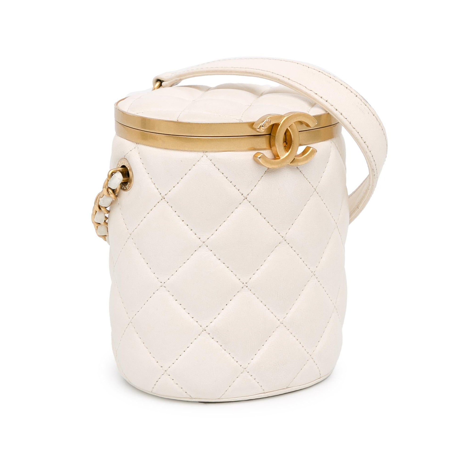 Chanel Quilted Lambskin Crown Box SHG-SRTV1w Small Handbag