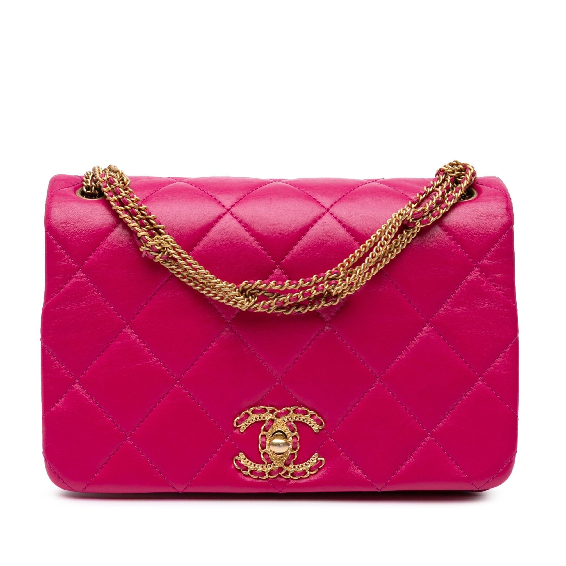 Chanel Quilted Lambskin On Flap Small Handbag