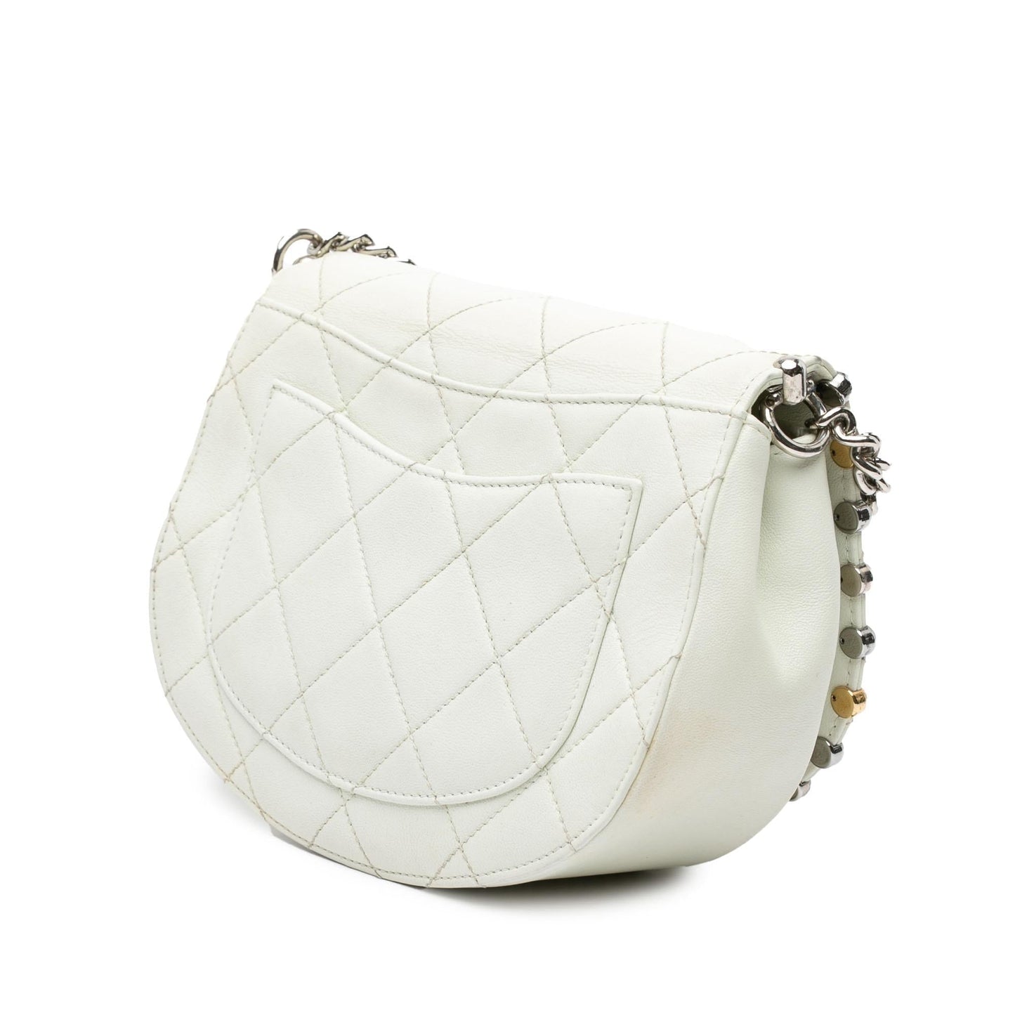 Chanel Quilted Lambskin Studded Bubble Flap Small Handbag