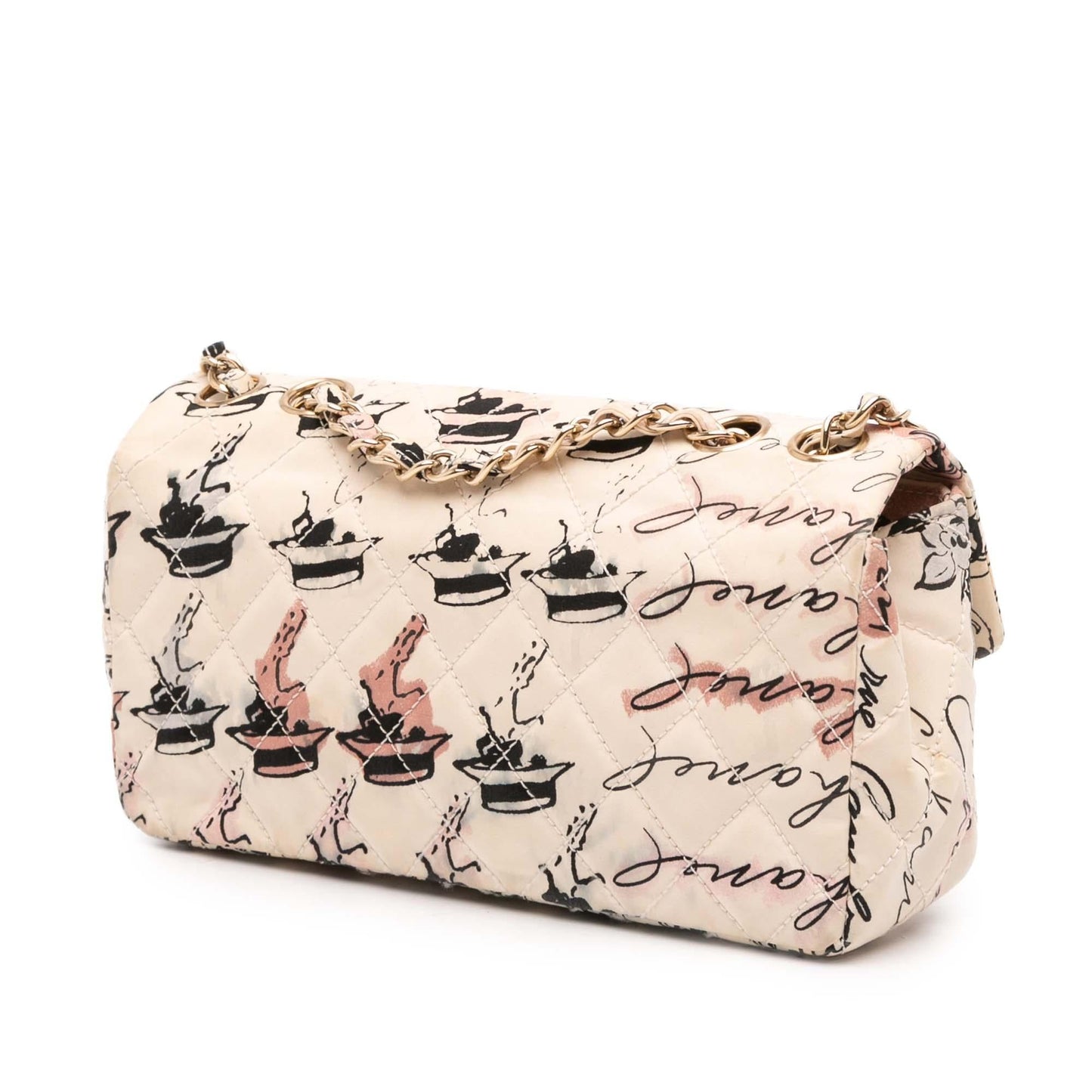 Chanel Quilted Nylon Printed Rue Cambon Flap Small Handbag