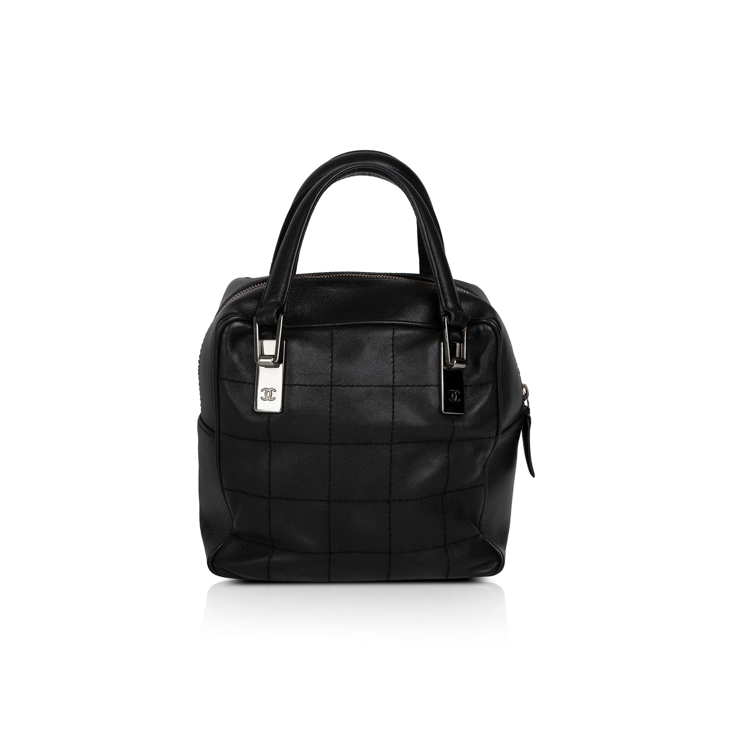 Chanel Square Quilt Chocolate Bar Leather Travel Bag