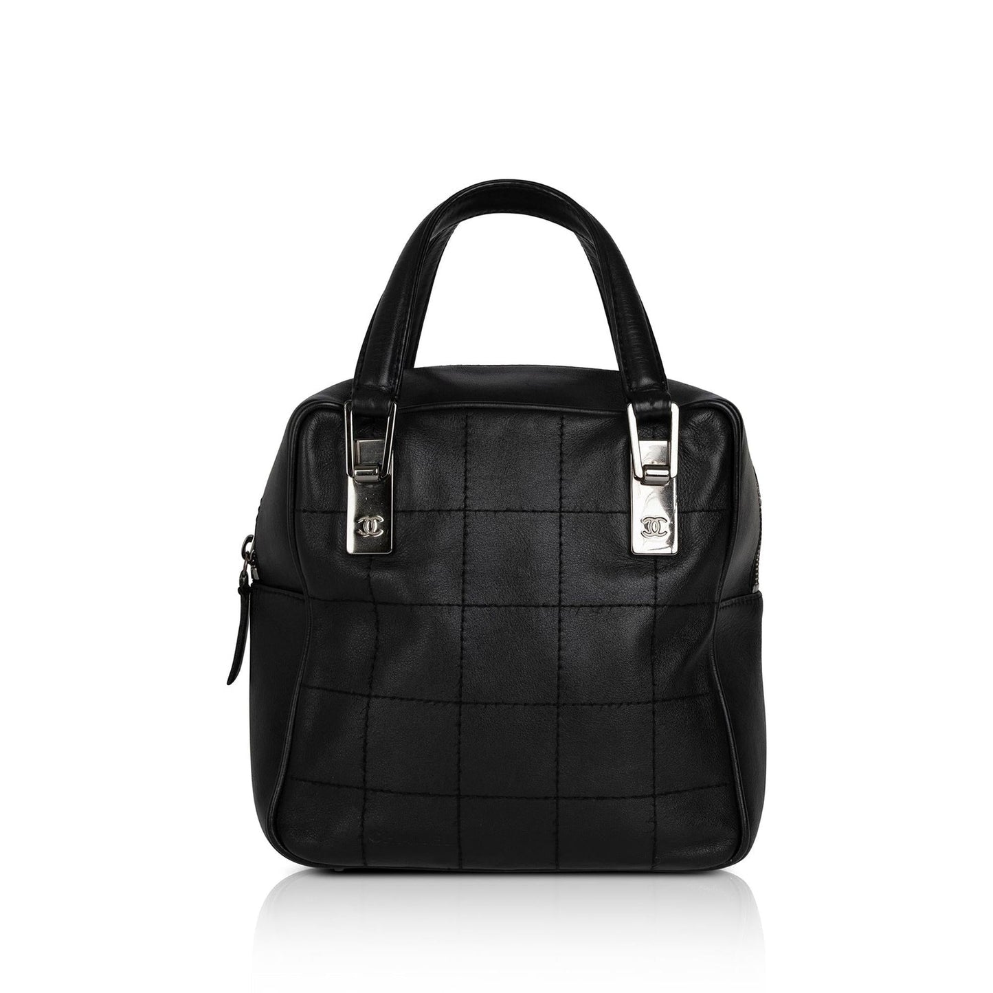 Chanel Square Quilt Chocolate Bar Leather Travel Bag