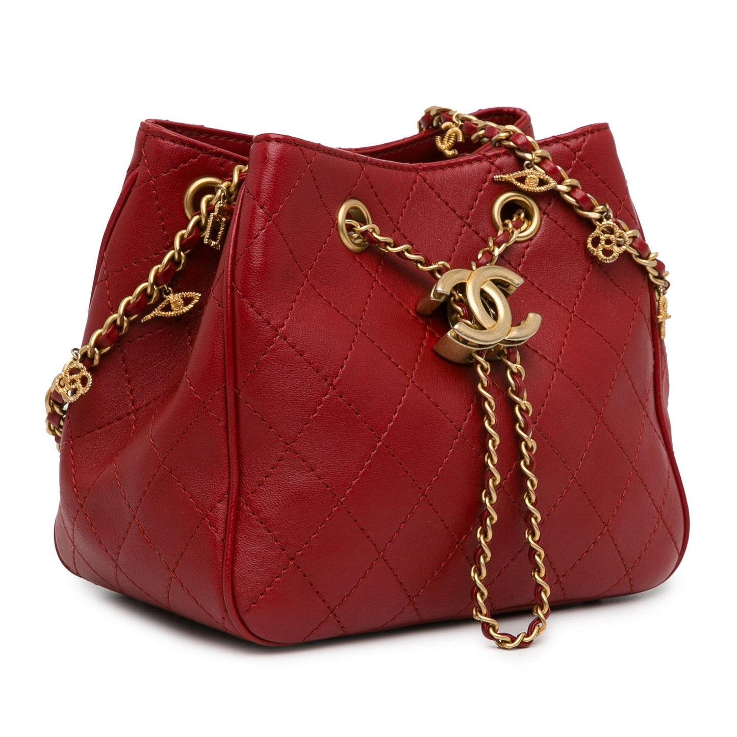 Chanel Small Stitched Calfskin Egyptian Amulet Drawstring Bucket Bag 218444 Front 0 Parent 49C8B45E CB1C 41F7 B13A 57046F80742F