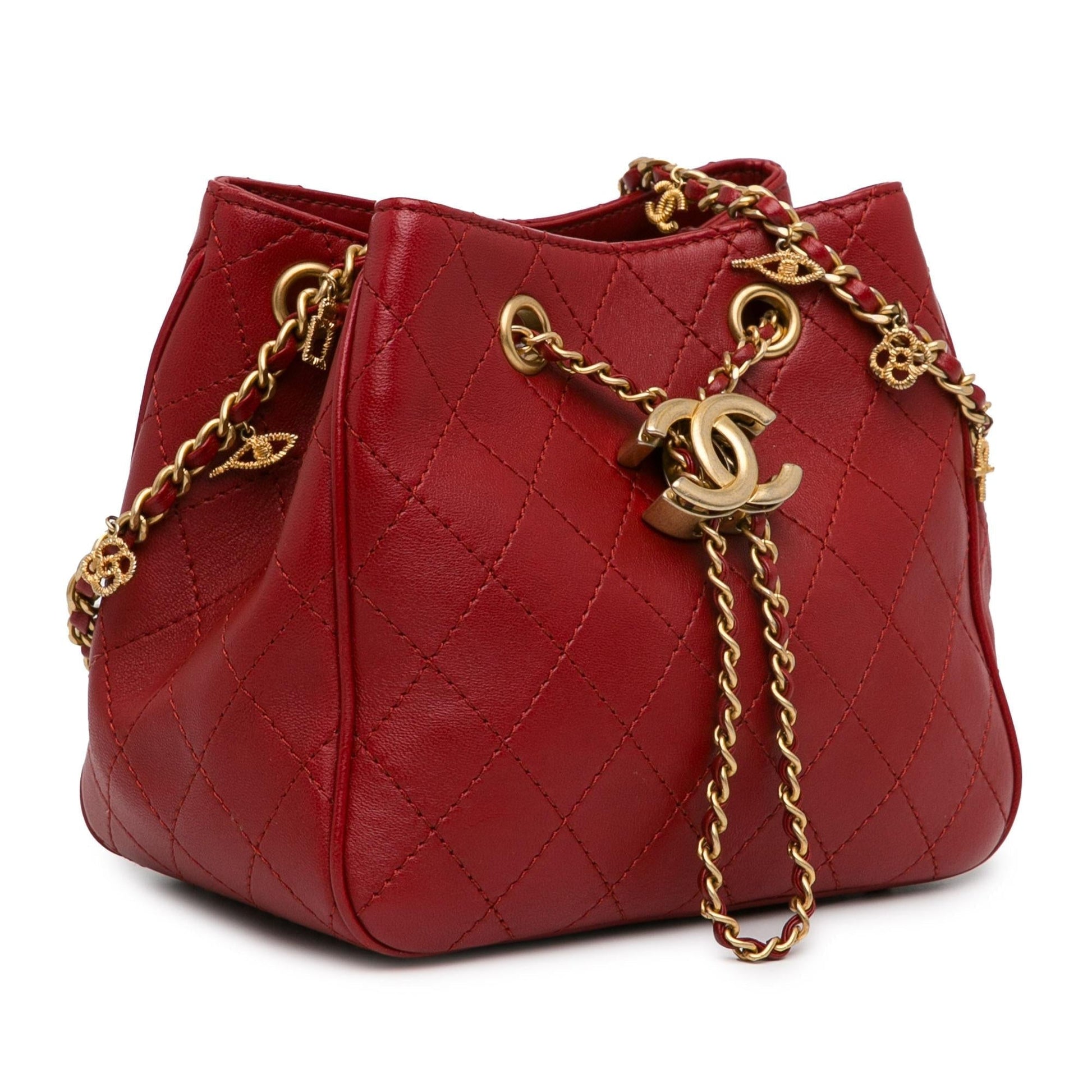 Chanel Small Stitched Calfskin Egyptian Amulet Drawstring Bucket Bag 218444 Front 0 Parent 49C8B45E CB1C 41F7 B13A 57046F80742F