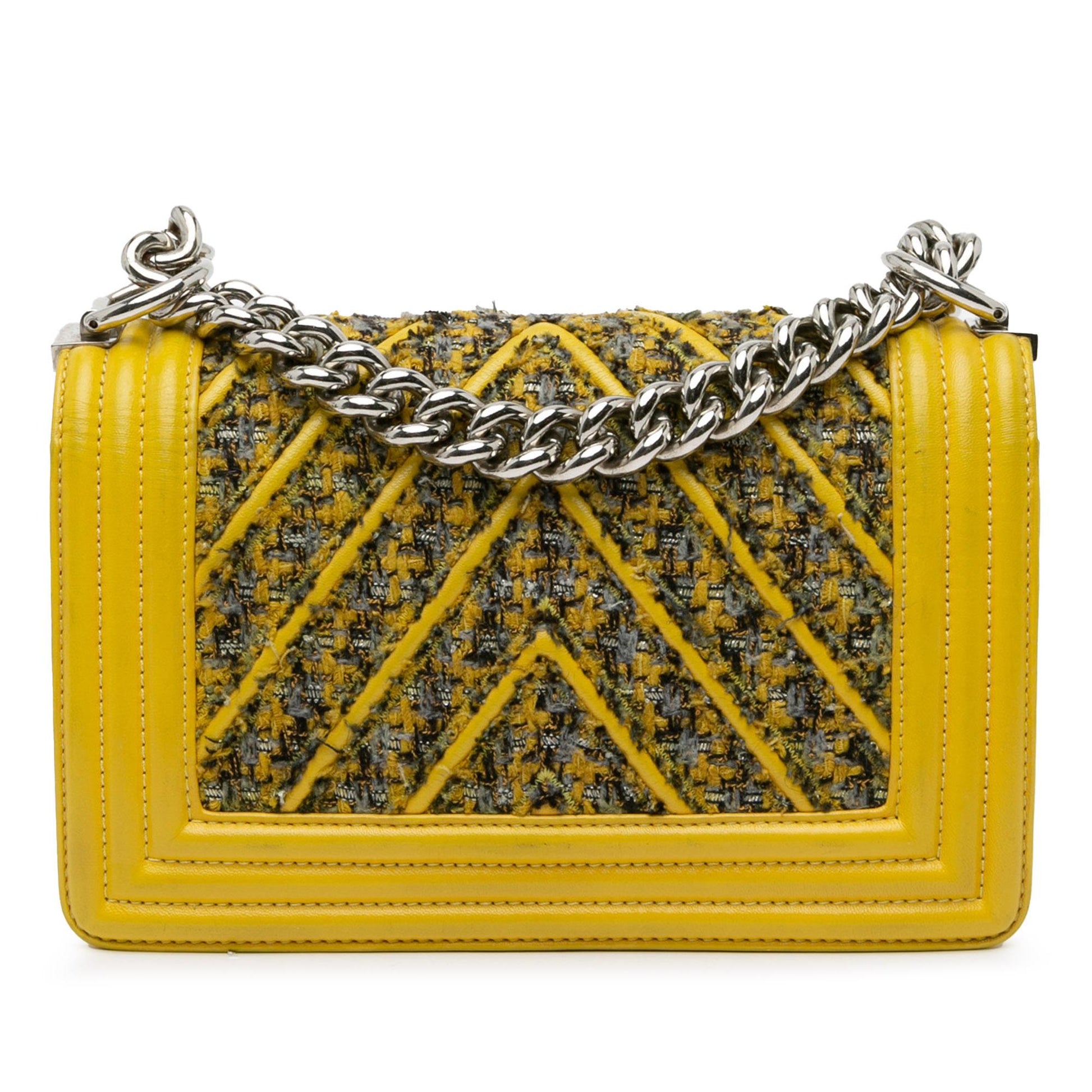 Chanel Tweed Lambskin Chevron Boy Flap SHG-6vNjyY Small Handbag