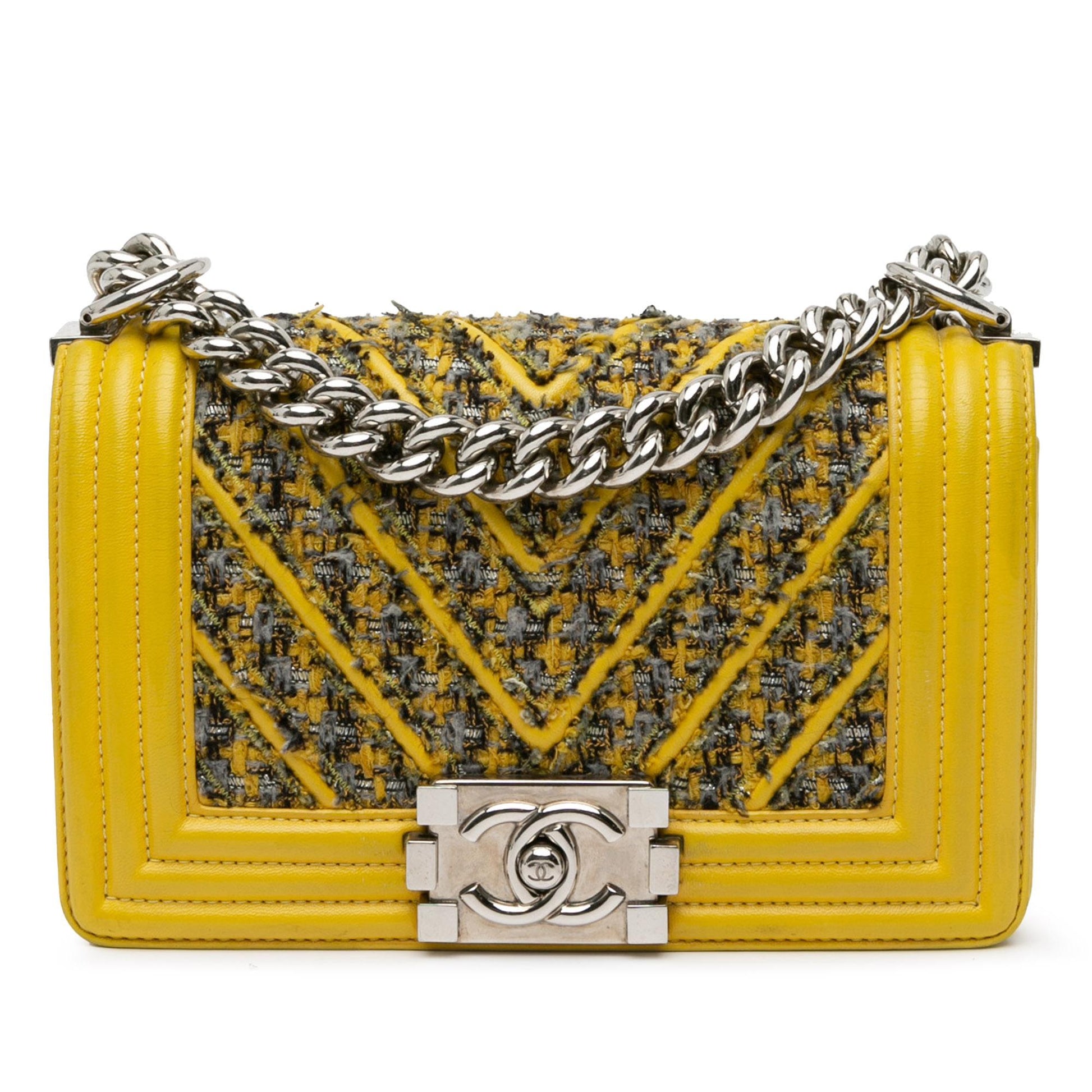 Chanel Tweed Lambskin Chevron Boy Flap SHG-6vNjyY Small Handbag