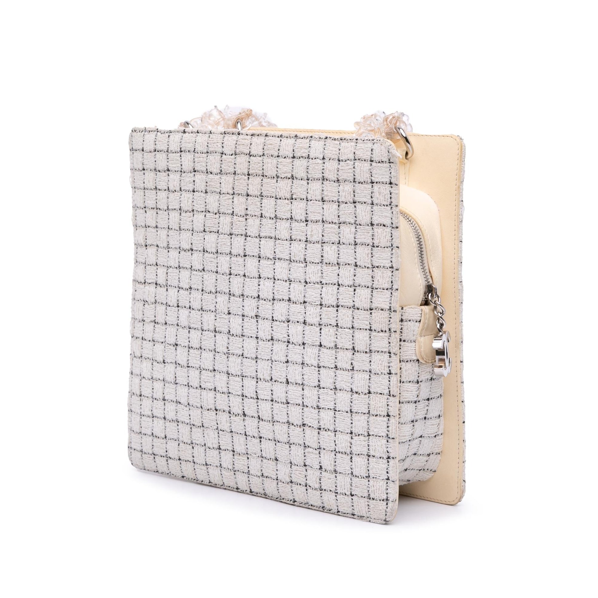 Chanel Tweed Resin Zipped Shopping Small Handbag