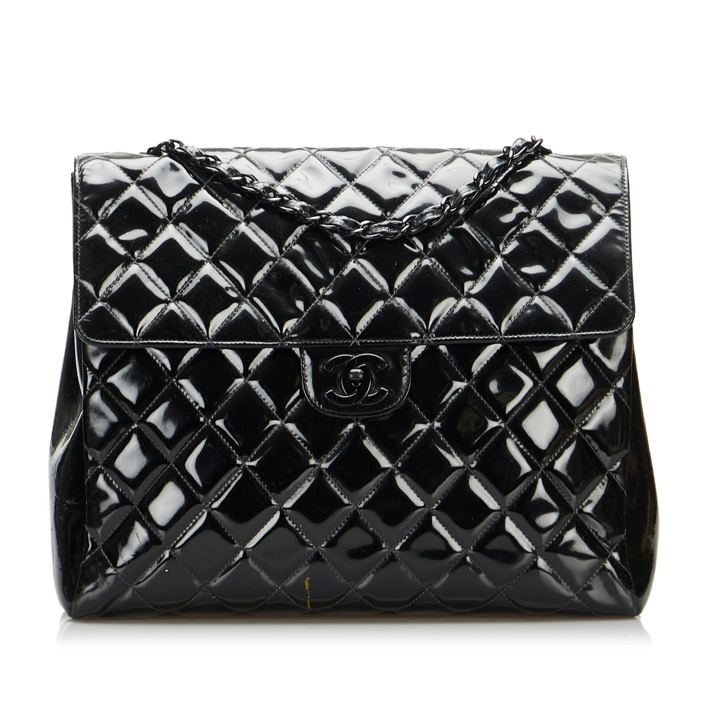 Chanel So Matelasse Patent Single Flap SHG-eJHtIM Black Leather Shoulder Bag