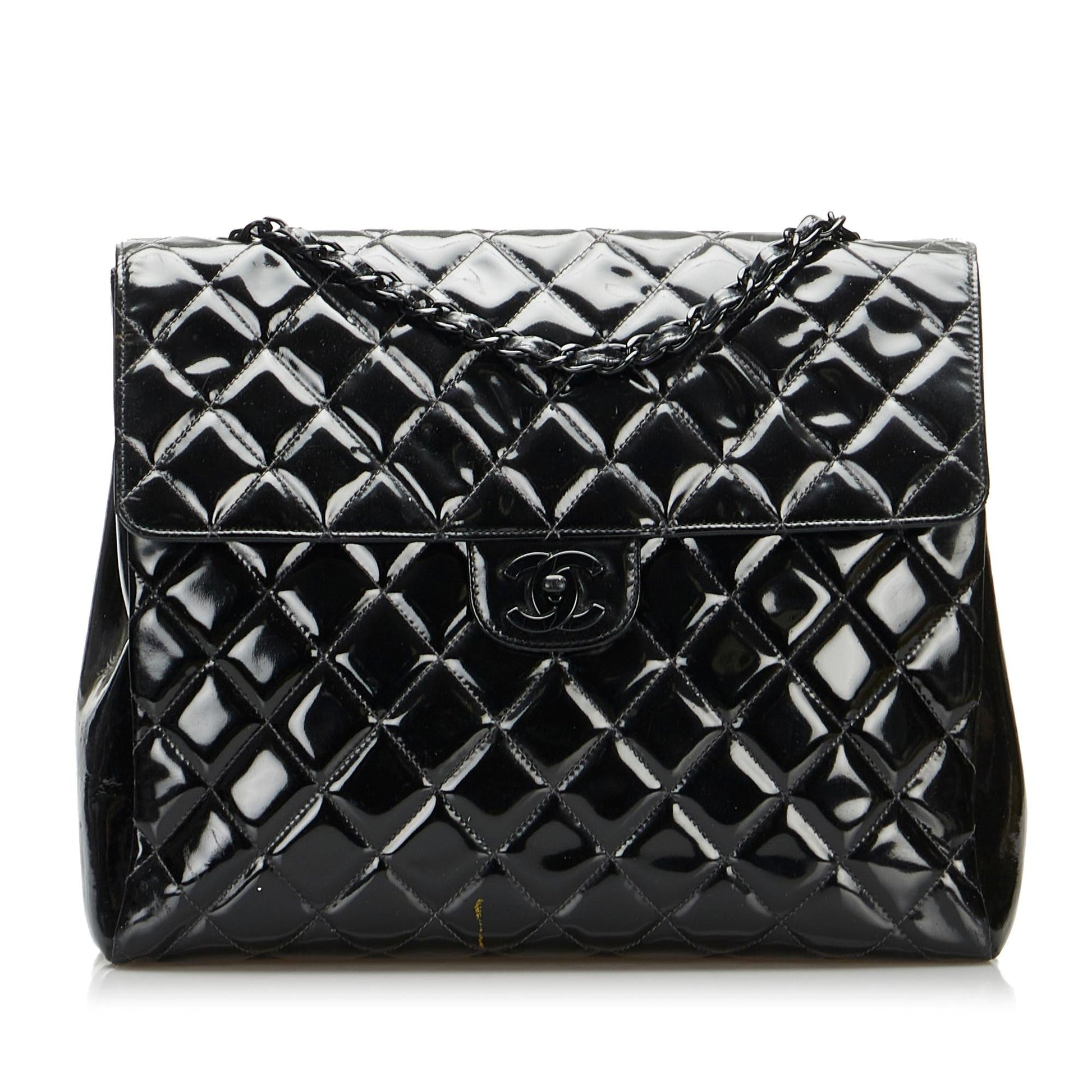 Chanel So Matelasse Patent Single Flap SHG-eJHtIM Black Leather Shoulder Bag