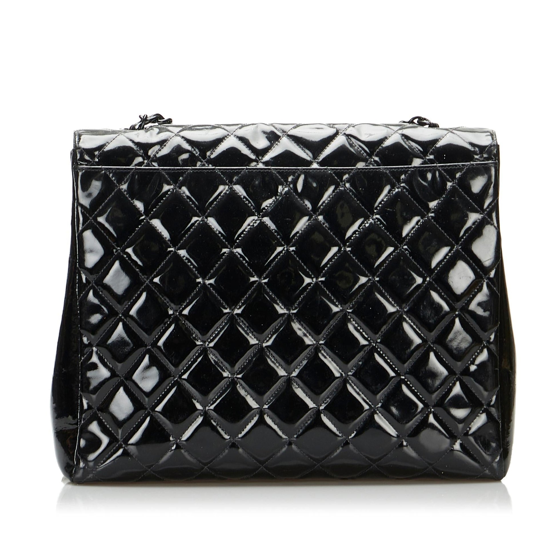 Chanel So Matelasse Patent Single Flap SHG-6IHvZr Black Leather Shoulder Bag