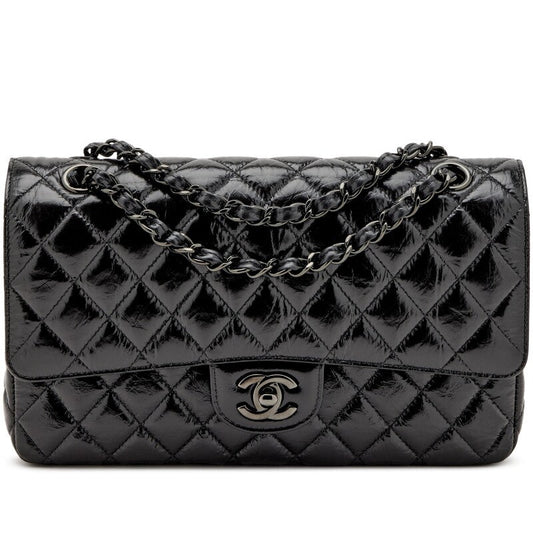 Chanel SO QUILTED CRUMPLED CALFSKIN DOUBLE FLAP Black Shoulder Bag