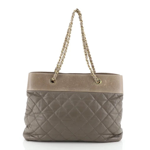 Chanel GREIGE QUILTED Leather Tote Bag